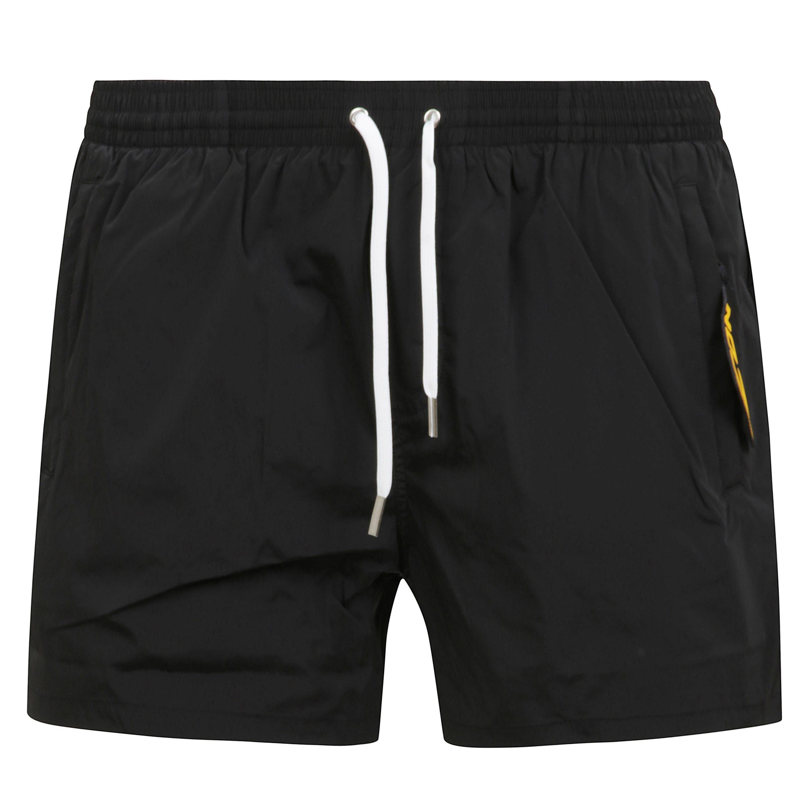 Realizzati in tessuto leggero che combina poliammide con elastan presentano un taglio classico con elastico in vita, regolabile con un coulisse bianco, garantendo una vestibilità perfetta. la lunghezza medio-coscia e almeno una pratica tasca laterale agg