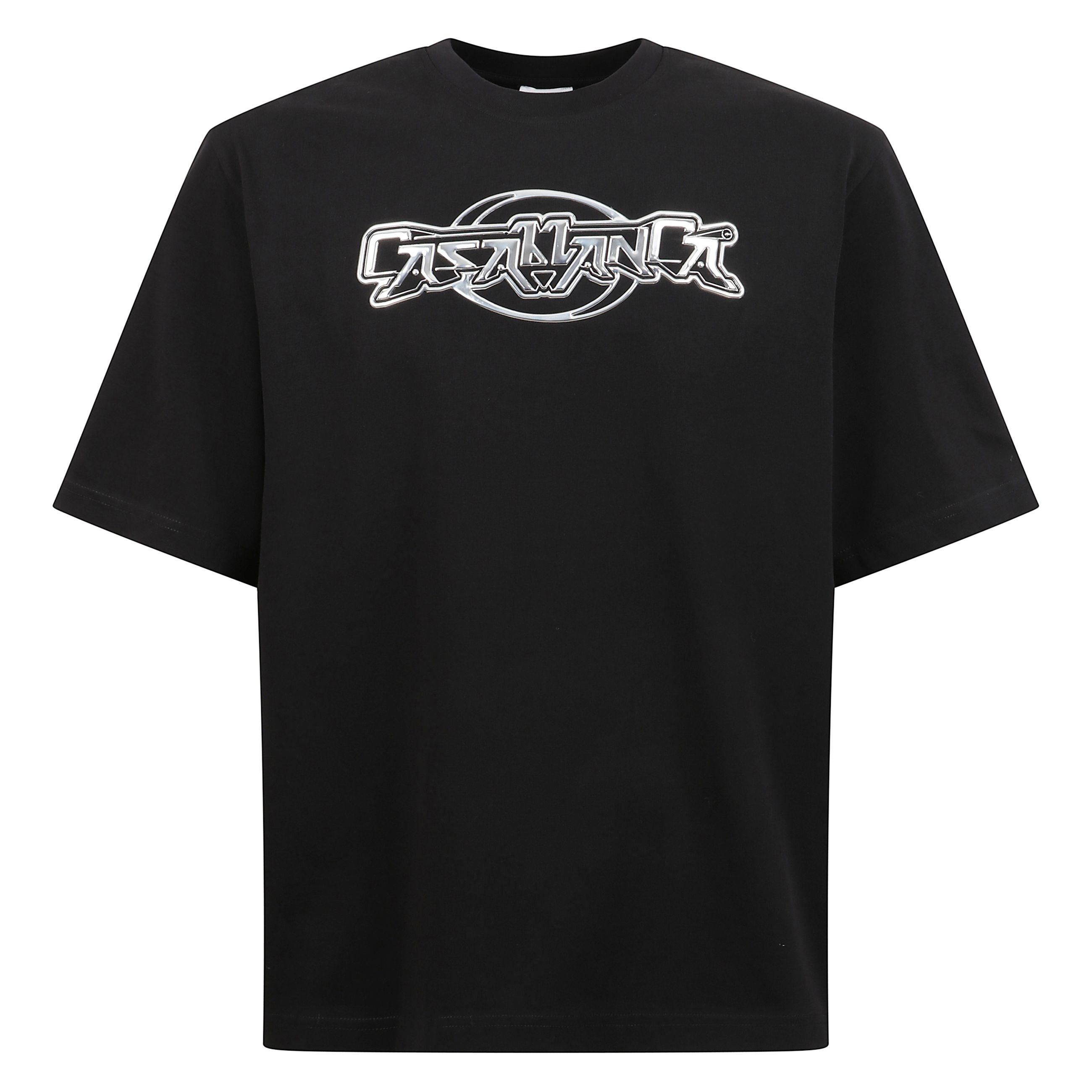 T-shirt casablanca in cotone, girocollo con stampa e logo.