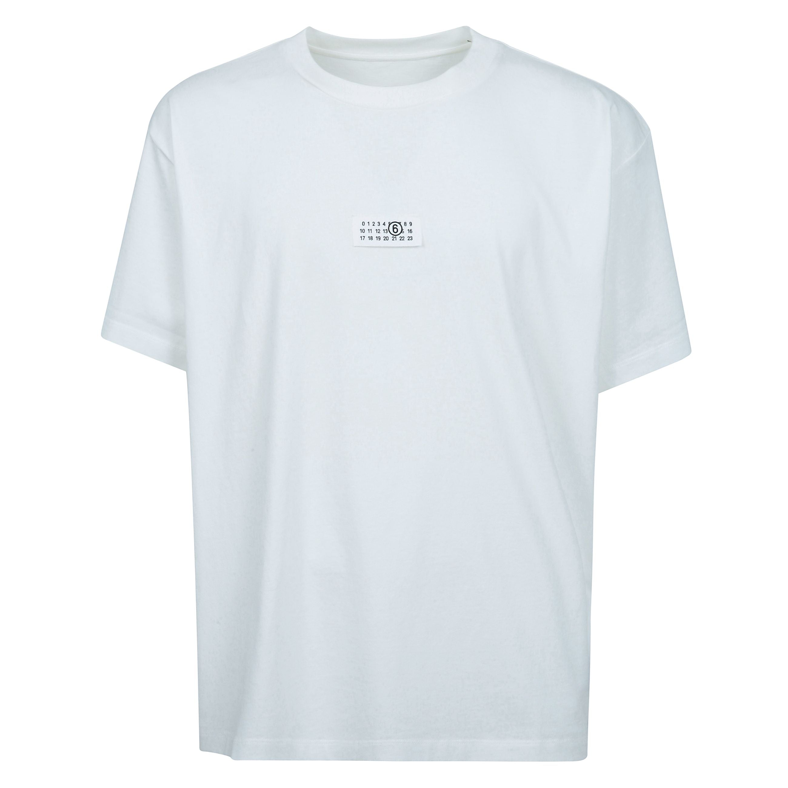 T-shirt a girocollo in cotone con logo numeric maison margiela e spalle scese