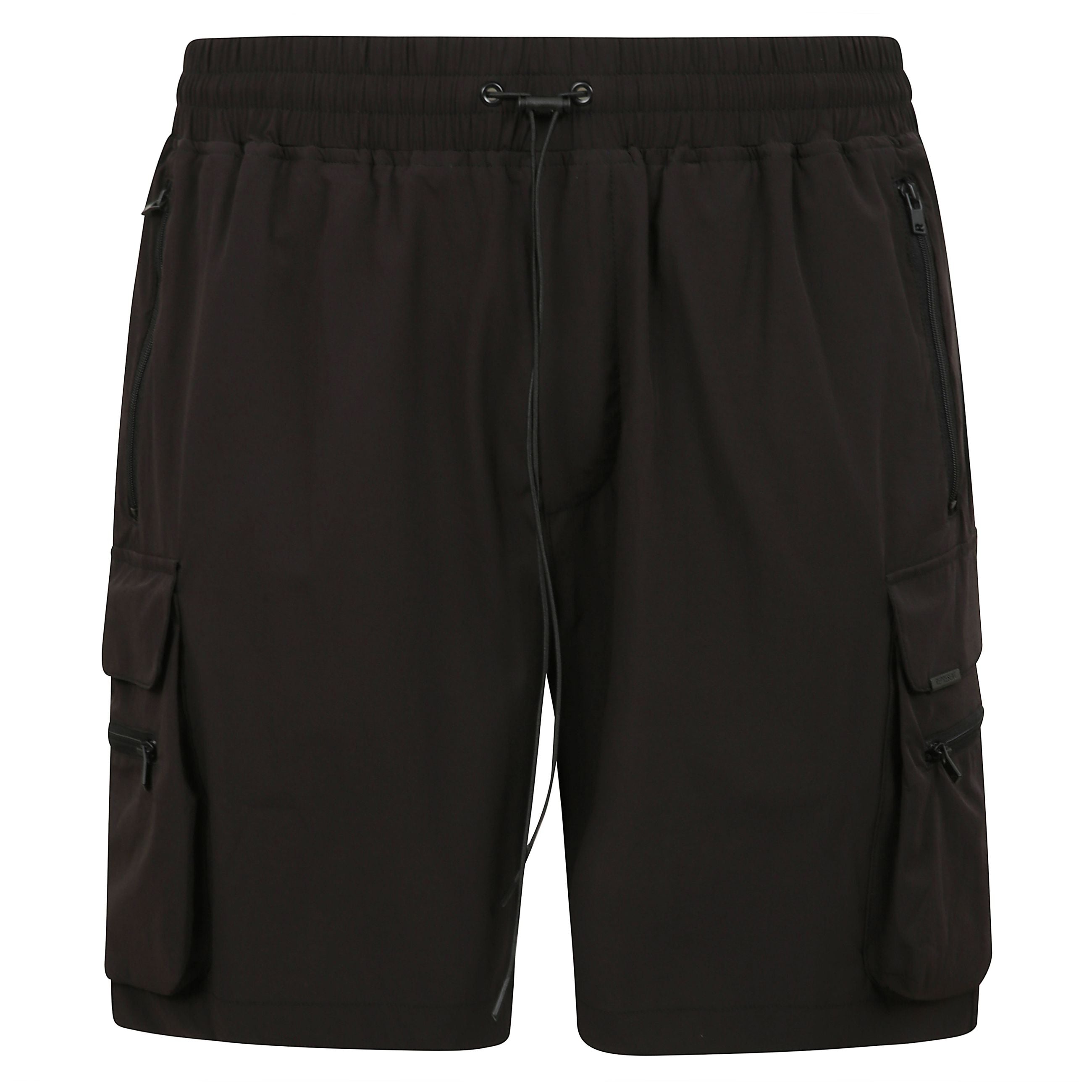 Shorts realizzati in nylon tecnico elasticizzato. tasche cargo laterali e tasche con zip sul davanti, vita elasticizzata con coulisse.