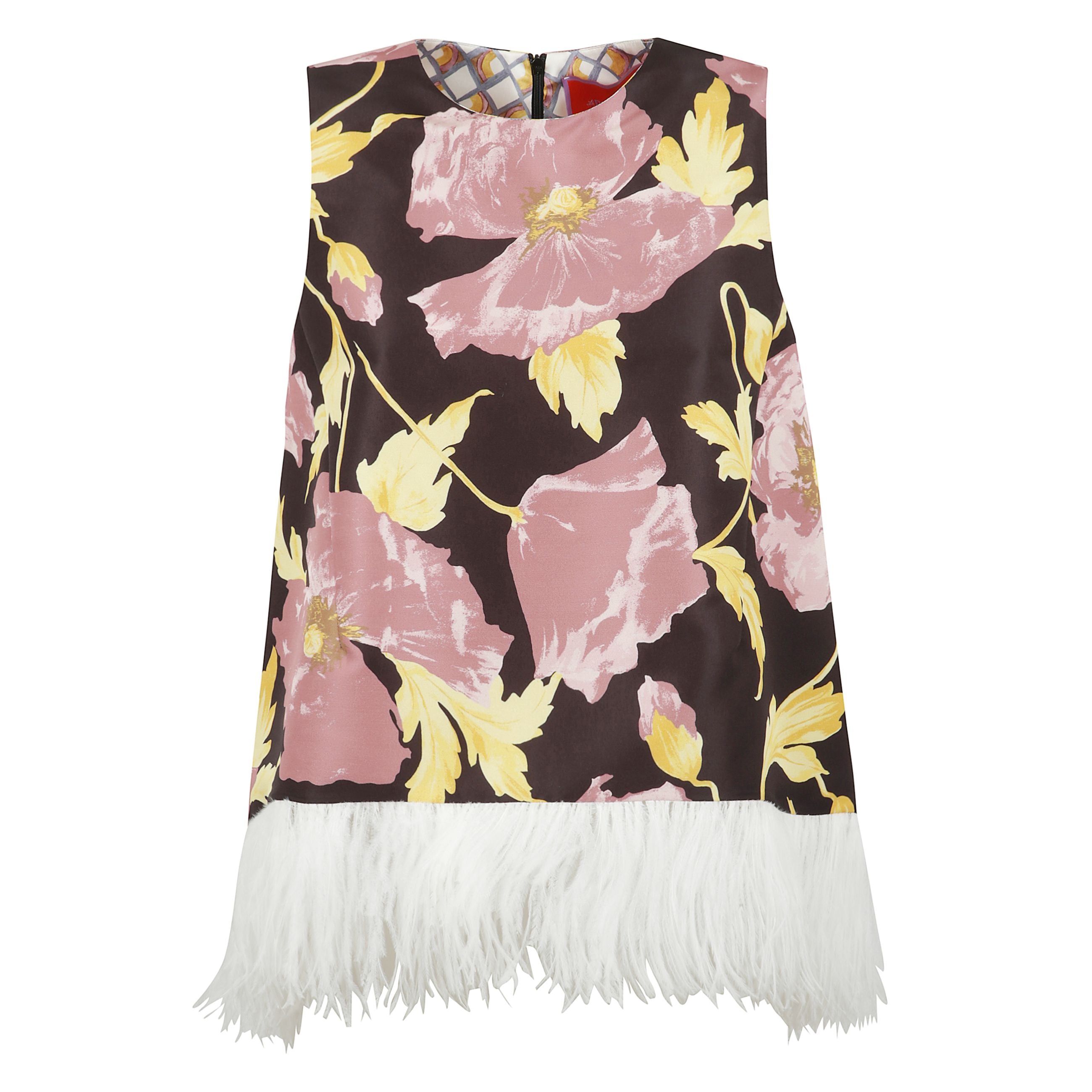 Il la scala top firmato la doublej è realizzato in prezioso faille stampato, si distingue per la sua linea ad a che valorizza con grazia la figura, mentre il collo tondo e il taglio senza maniche aggiungono un tocco di sobria essenzialità .
il bordo arri