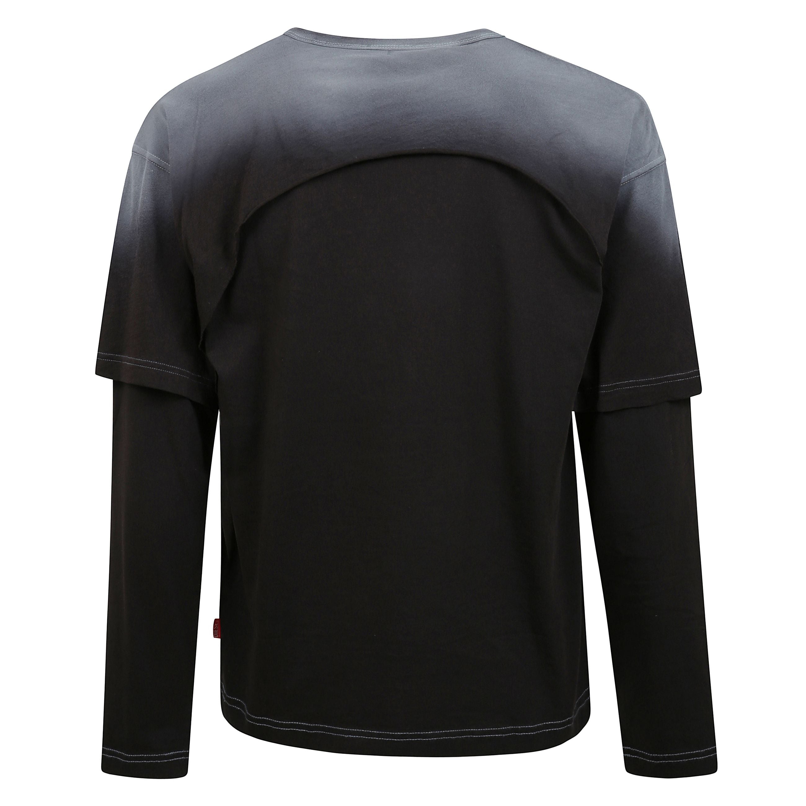 T-besh-cut maglia a maniche lunghe decorata con una stampa effetto puff del logo oval d visibile sotto lo strato superiore del capo