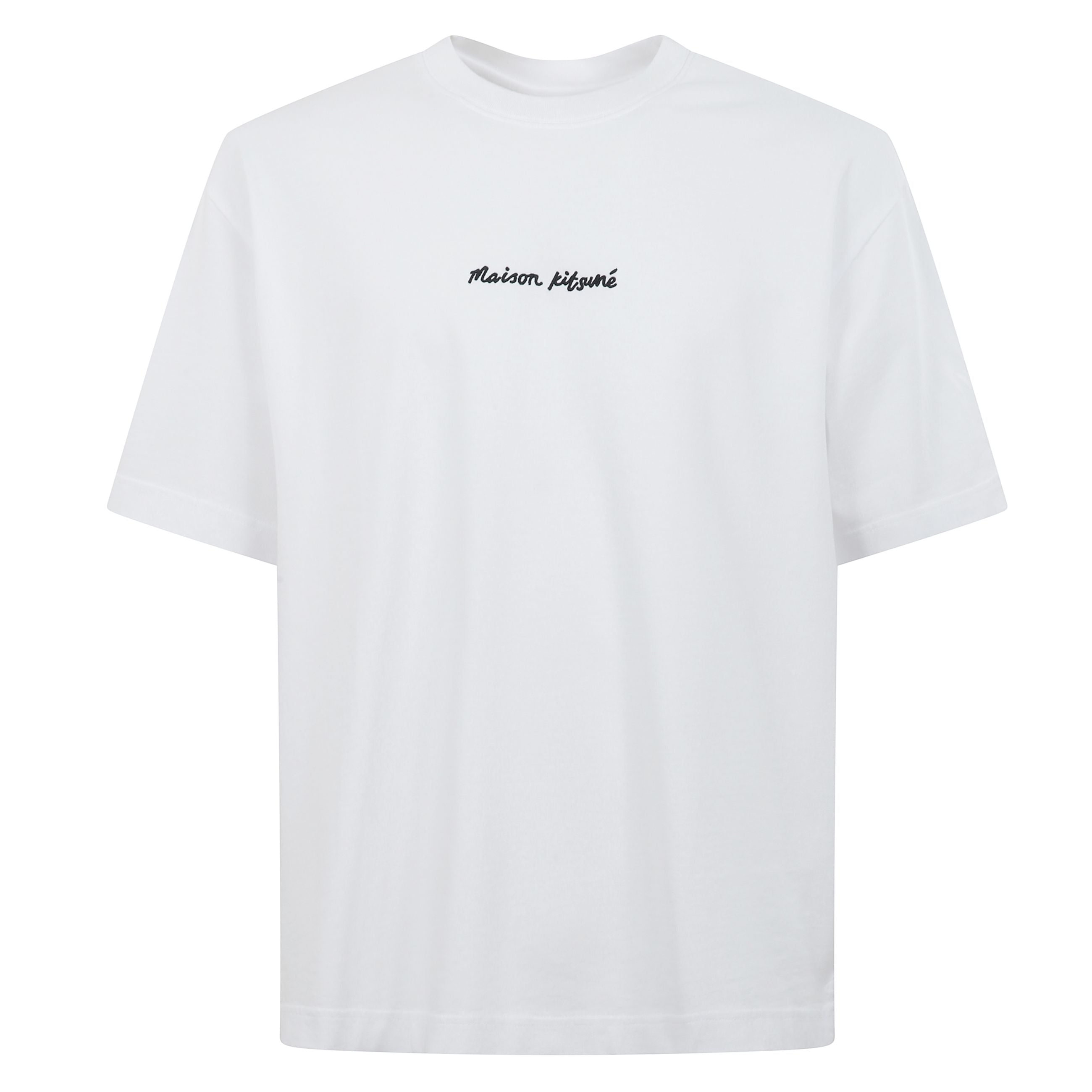 T-shirt in cotone a manica corta. taglio oversize con ricamo della firma maison kitsuné handwriting.