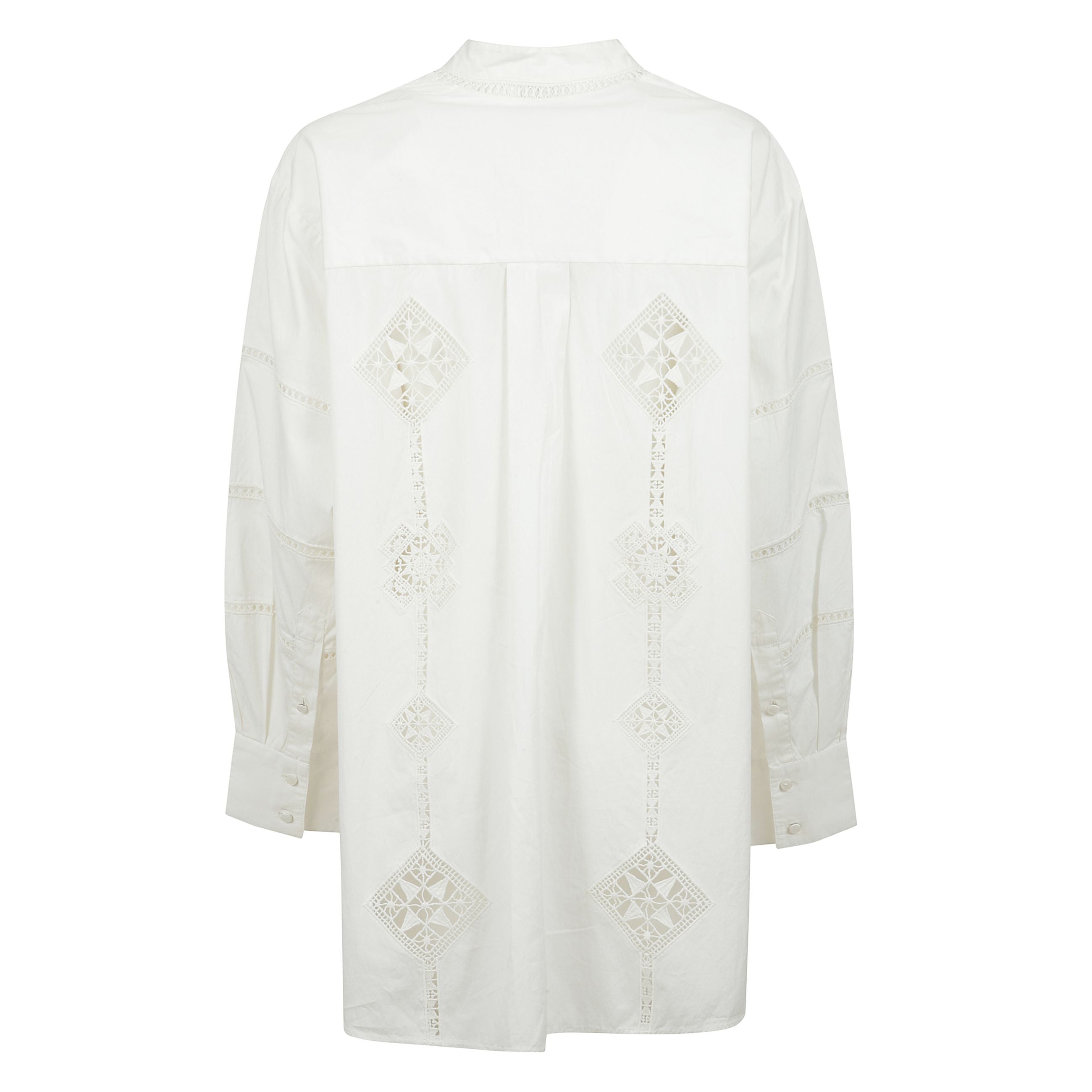 Camicia soeline a maniche lunghe con abbottonatura frontale nascosta, polsini con abbottonatura e motivo con ricamo