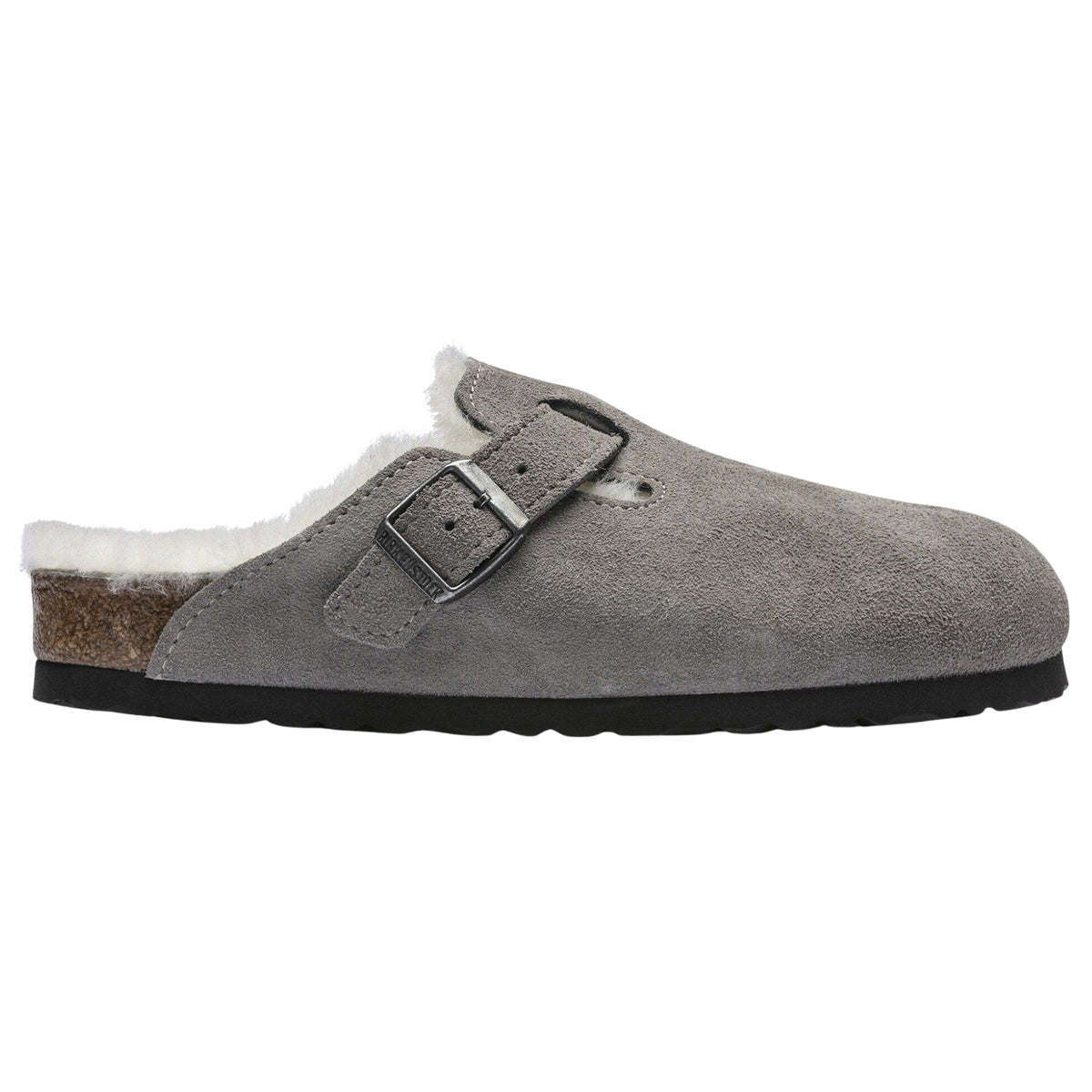 Birkenstock Boston Shearling Suede Leather Stone Coin