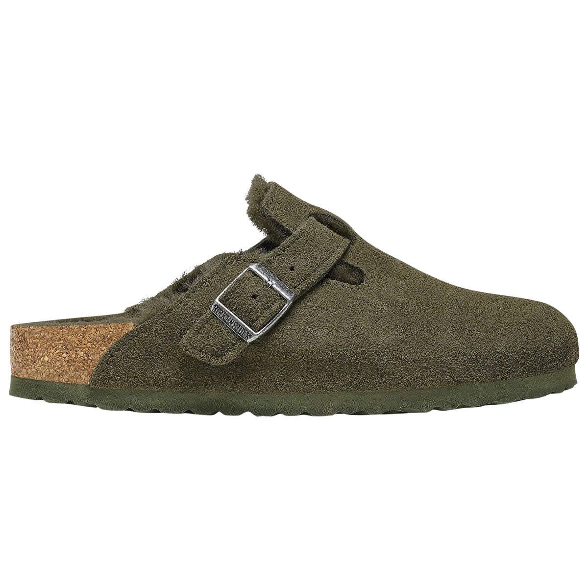 Birkenstock Boston Shearling Suede Leather Thyme Clogs