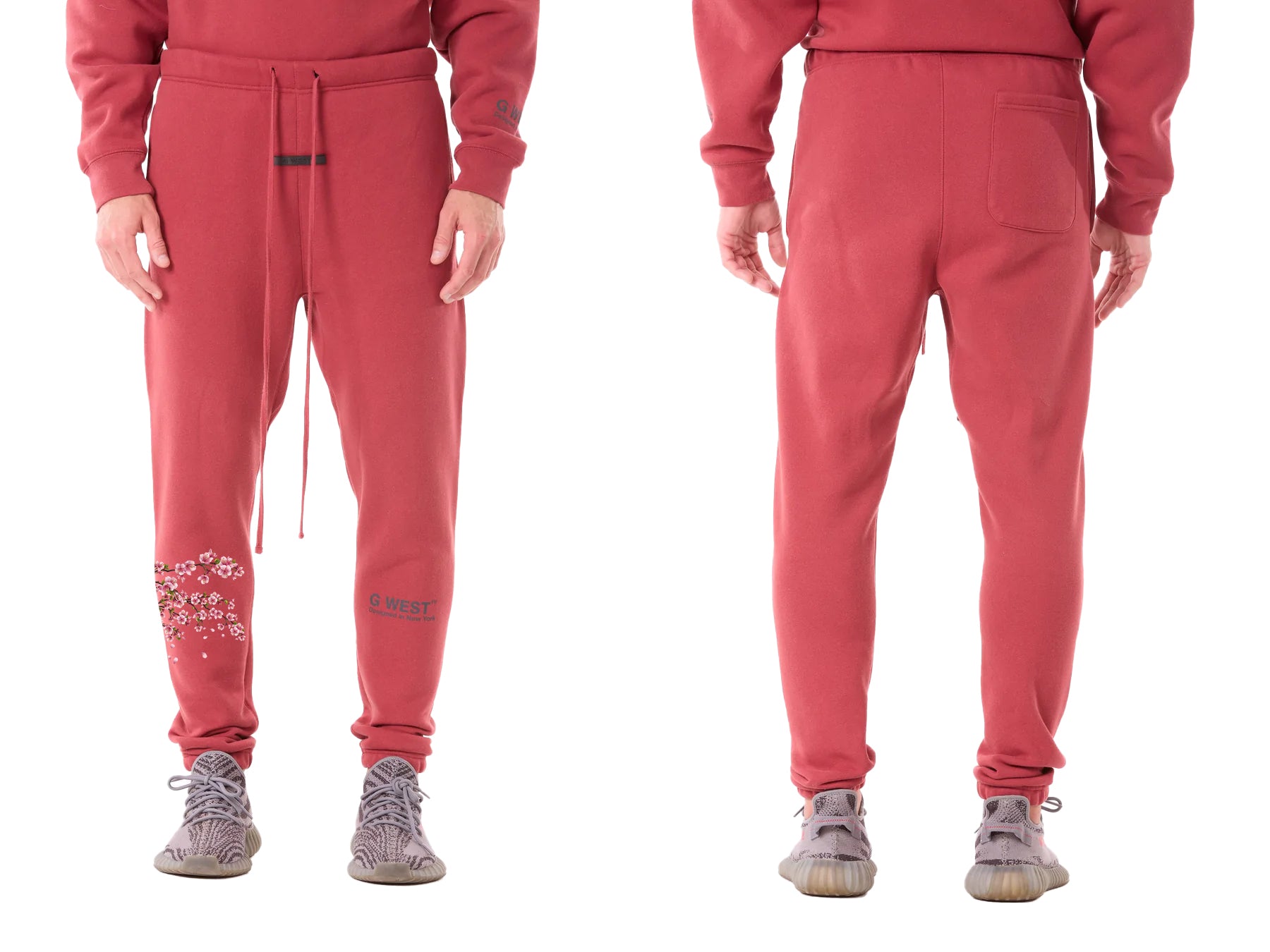 G West Life Styles Mens Printed Cherry Blossom Jogger - Brick Red Mens Style : Gwpj2001