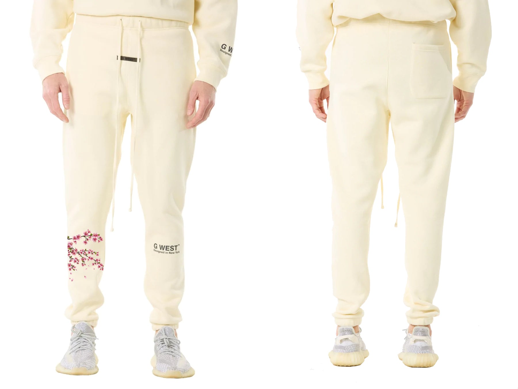 G West Life Styles Mens Printed Cherry Blossom Jogger- Cloud Cream Mens Style : Gwpj2001