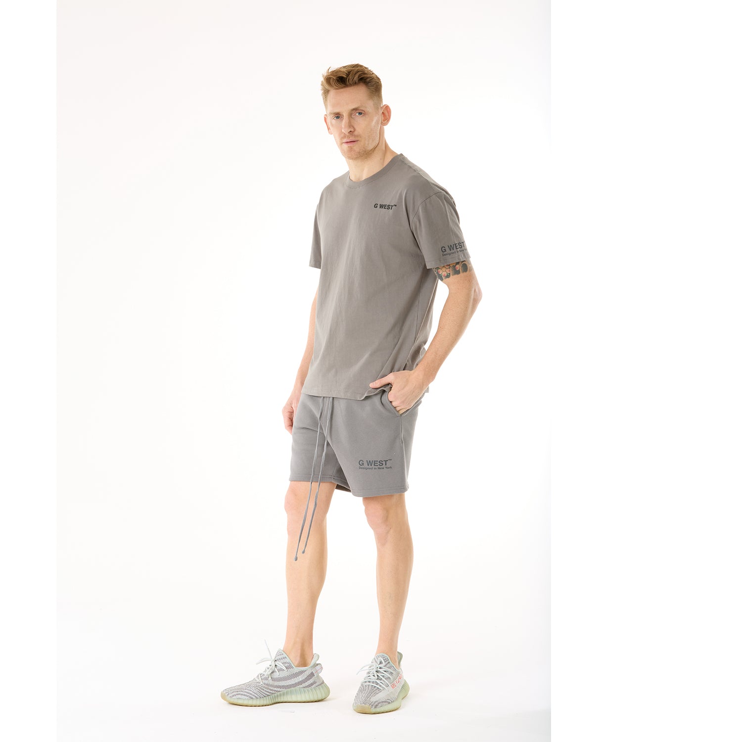 G WEST MENS LIFESTYLE PREMIUM SWEAT SHORTS - CHARCOAL GRAY