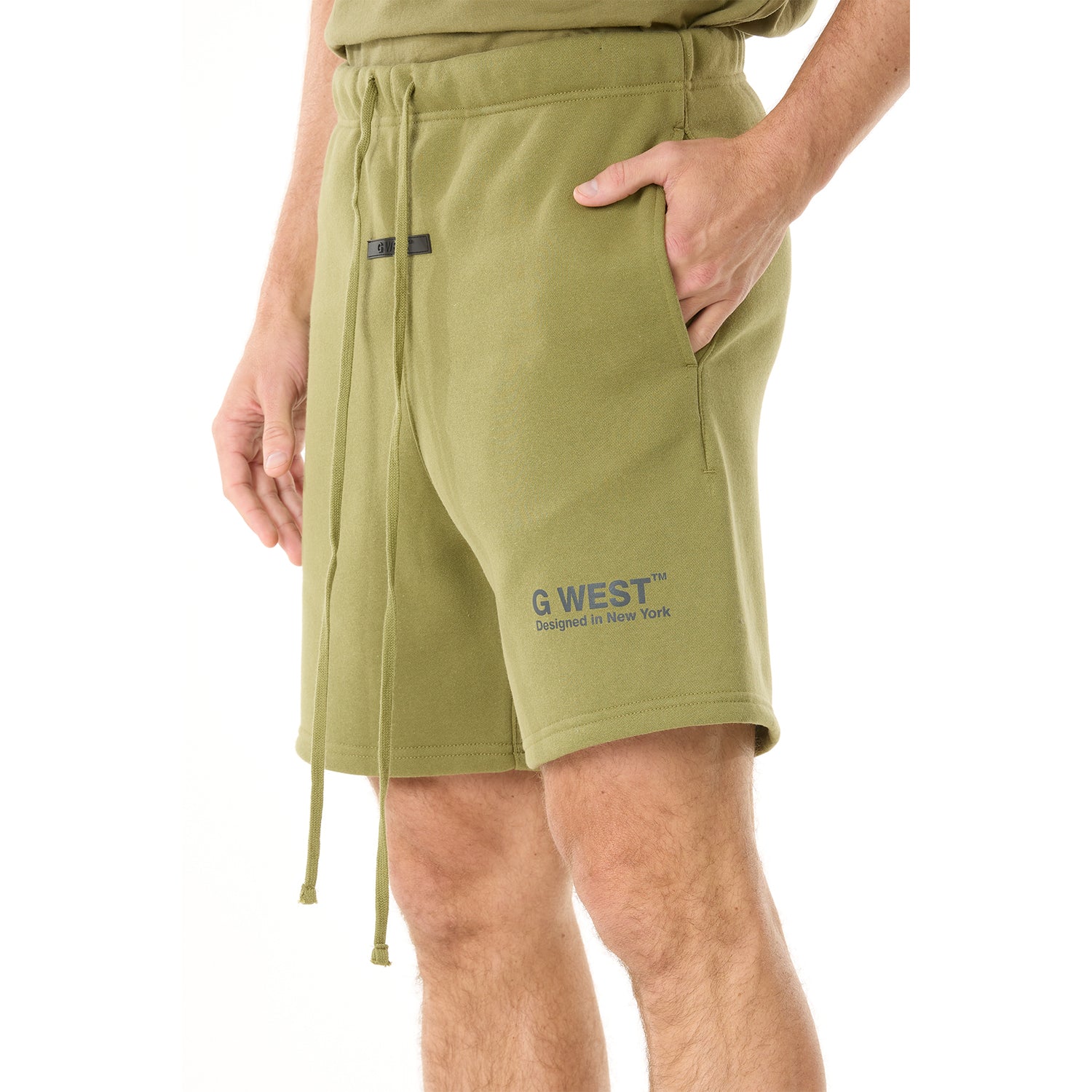 G WEST MENS LIFESTYLE PREMIUM SWEAT SHORTS - CAPULET OLIVE
