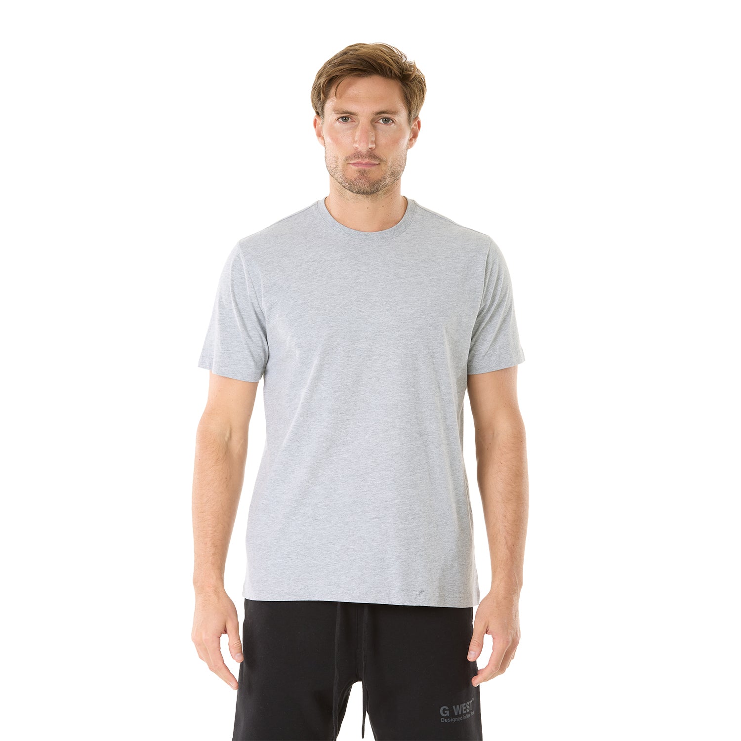 G West Solid Crew Neck Tee - Grey Heather Mens Style : GWT0001