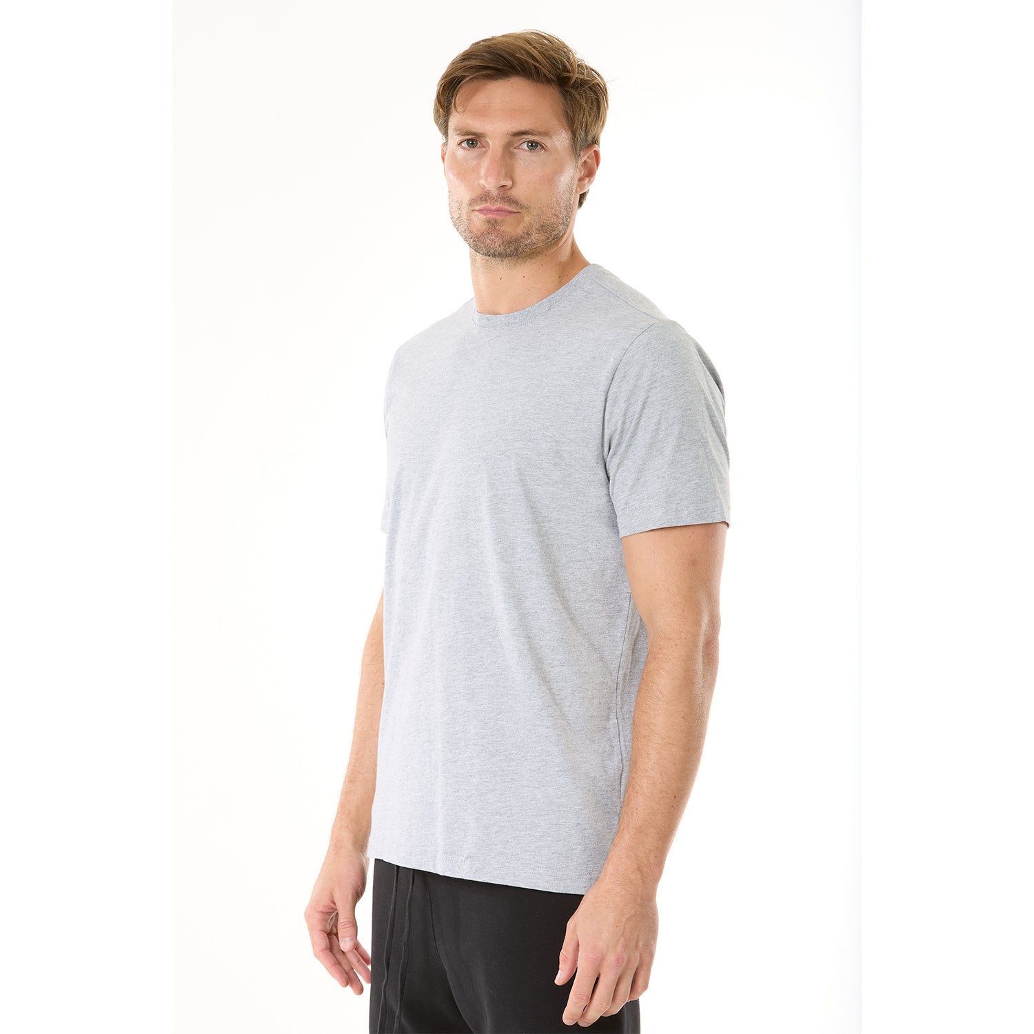 G West Solid Crew Neck Tee - Grey Heather Mens Style : GWT0001