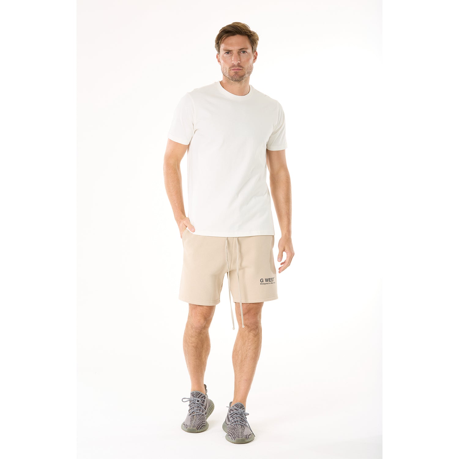 G WEST SOLID CREW NECK TEE - CREAM Mens Style : GWT0001