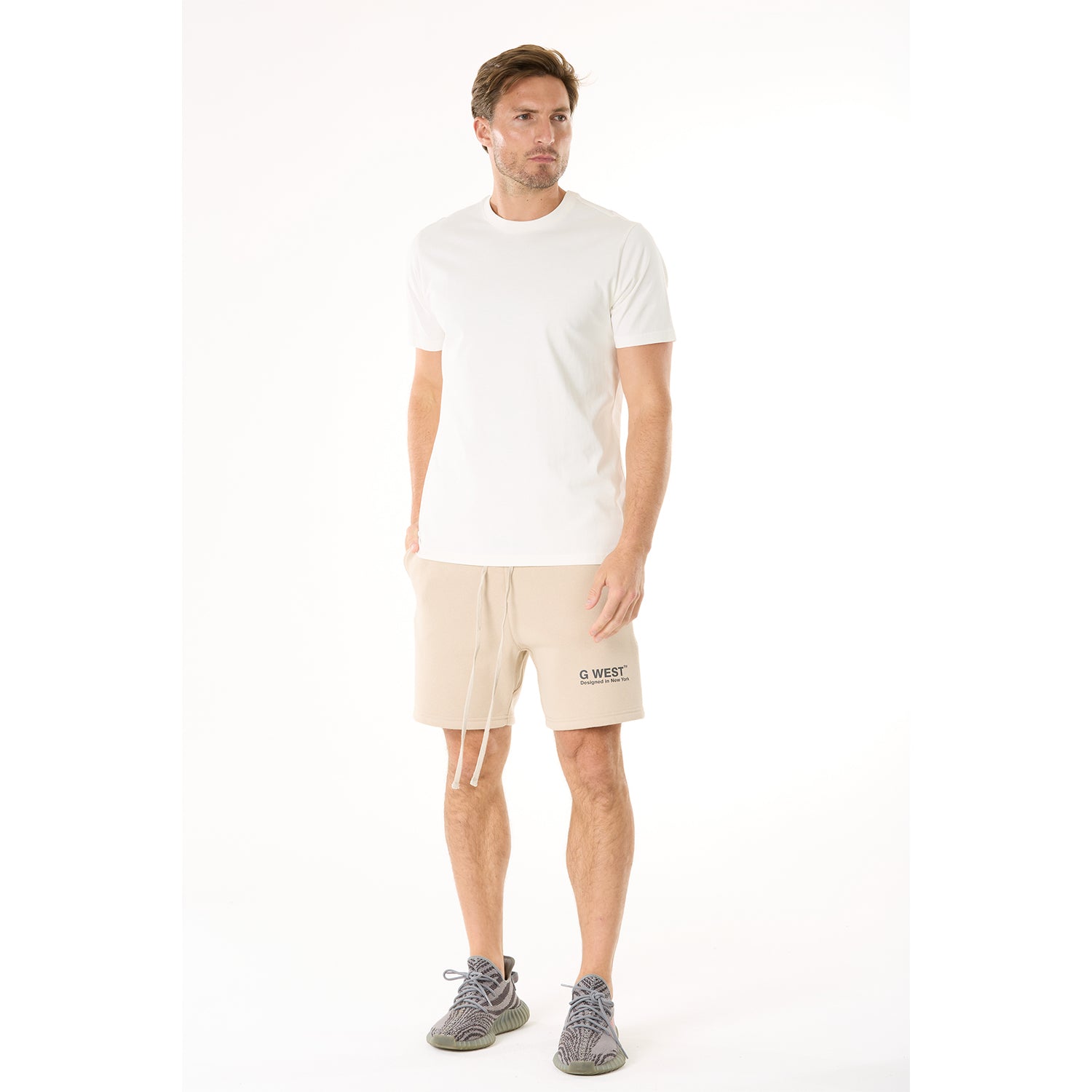 G WEST SOLID CREW NECK TEE - CREAM Mens Style : GWT0001