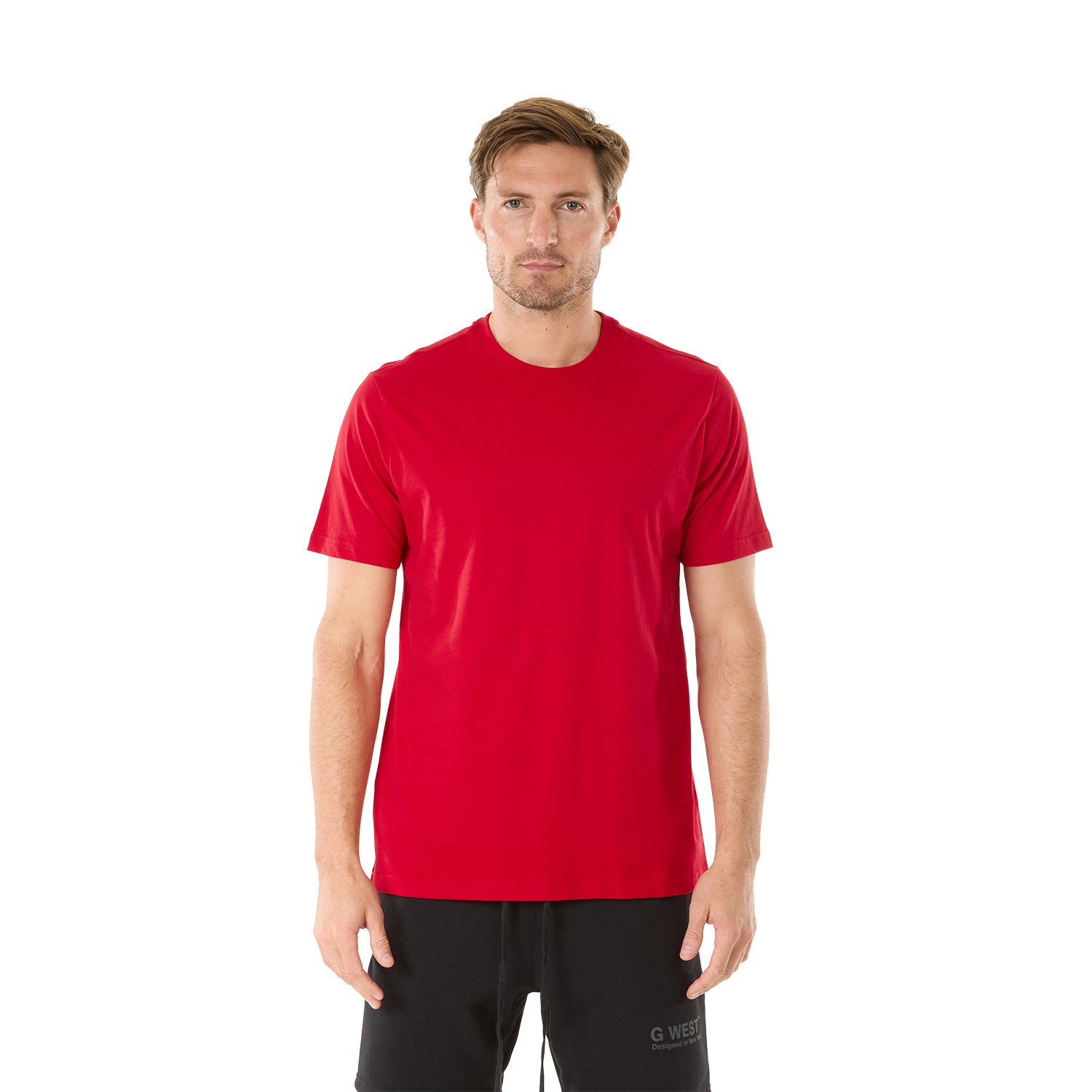 G WEST SOLID CREW NECK TEE - RED Mens Style : GWT0001