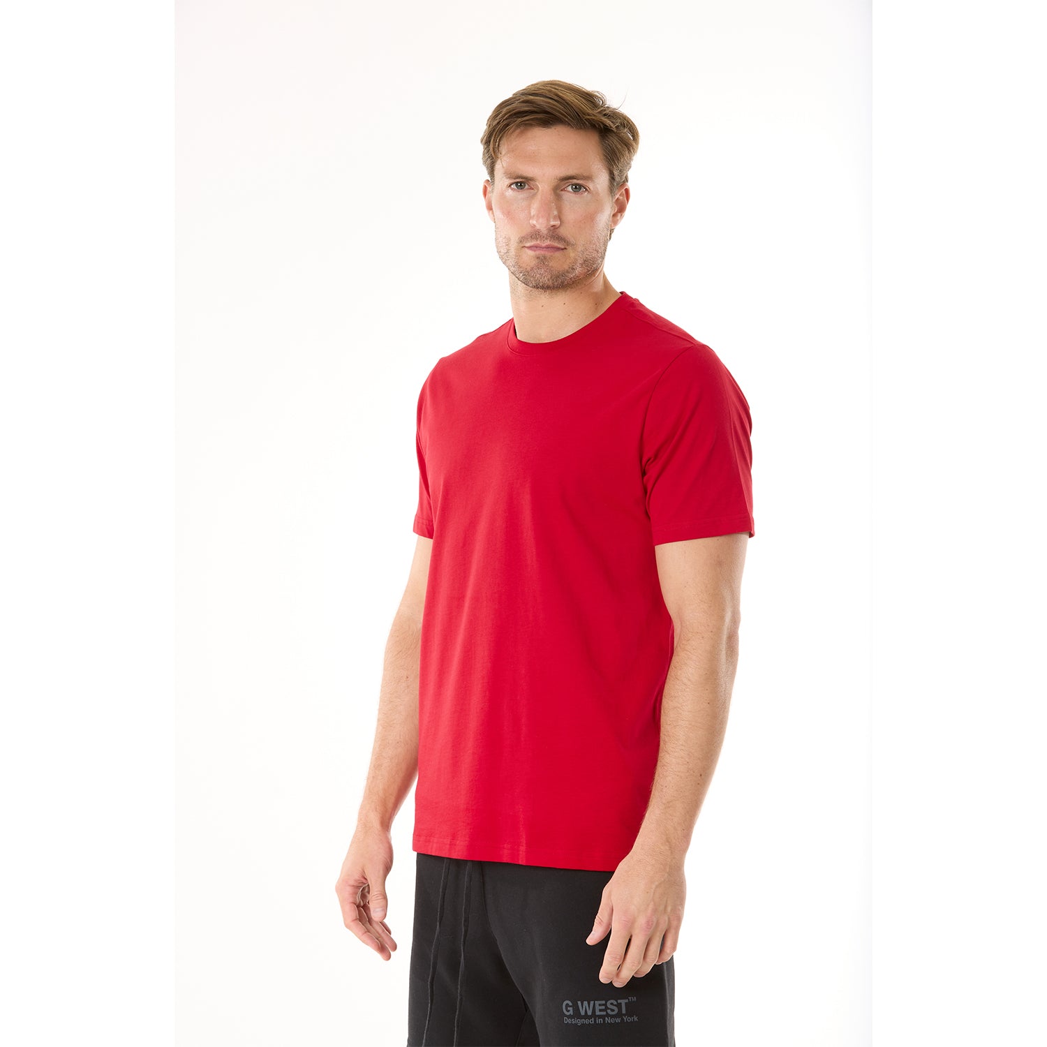 G WEST SOLID CREW NECK TEE - RED Mens Style : GWT0001