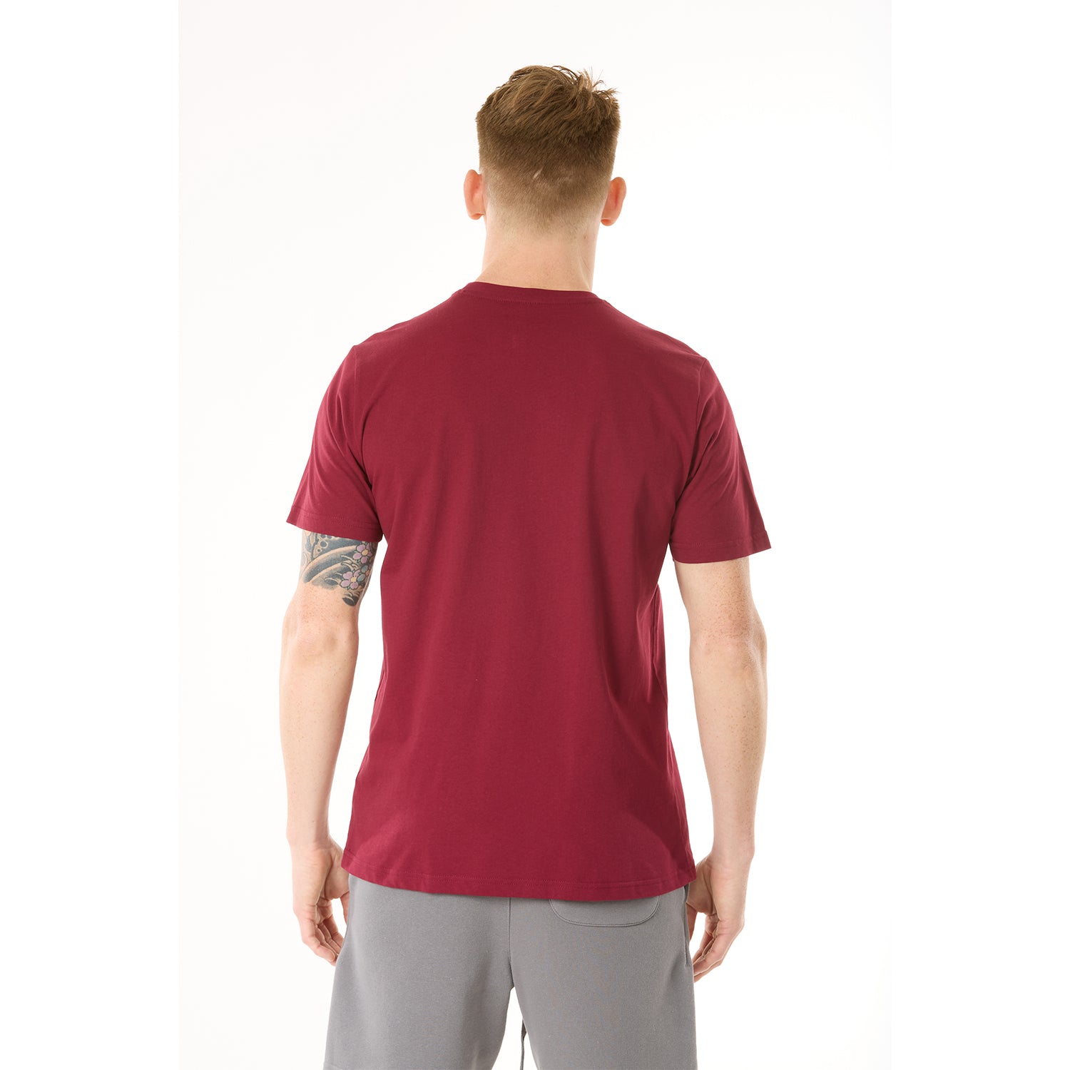 G WEST MENS SOLID CREW NECK TEE - BURGUNDY