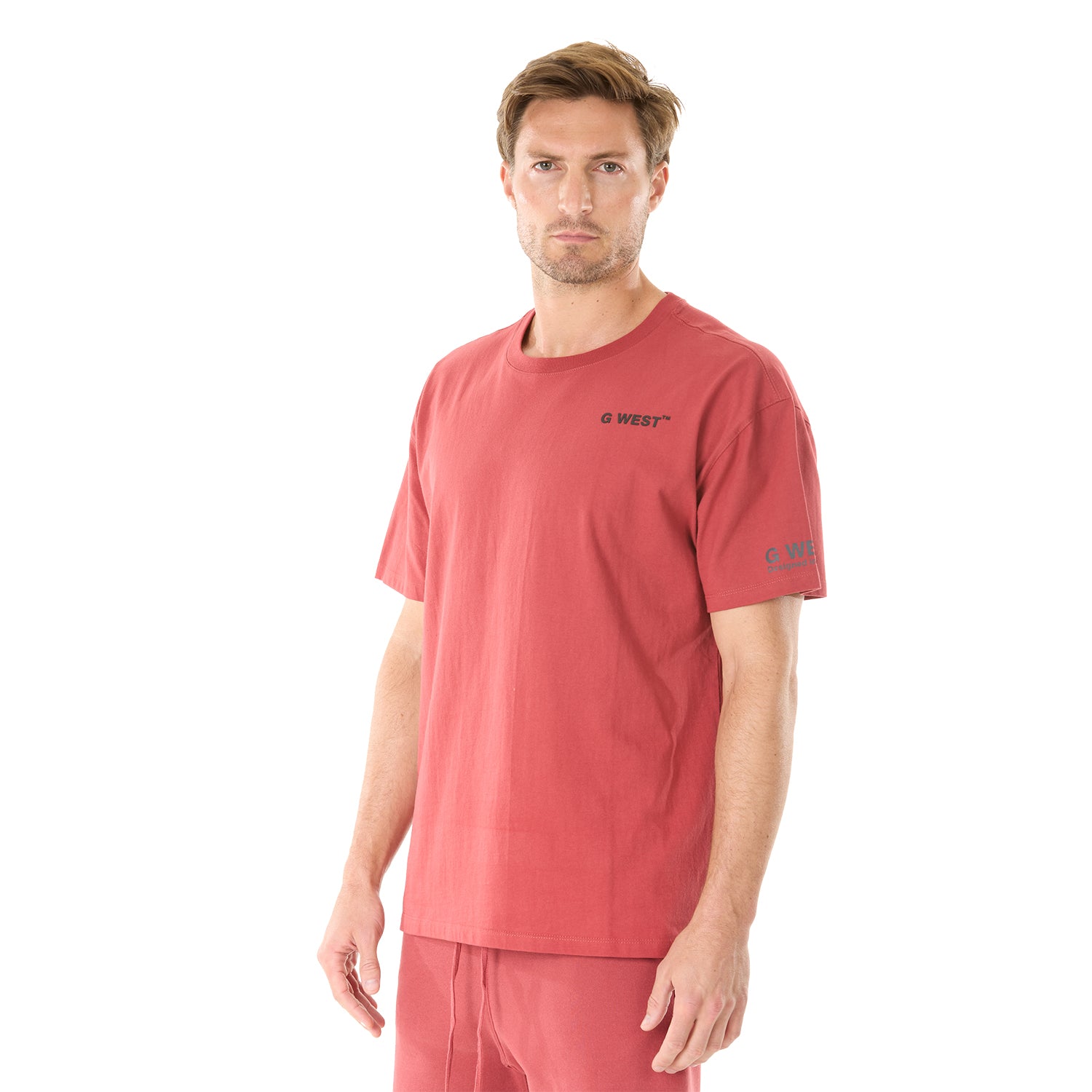 G WEST MENS LIFESTYLE PREMIUM T-SHIRT - BRICK RED