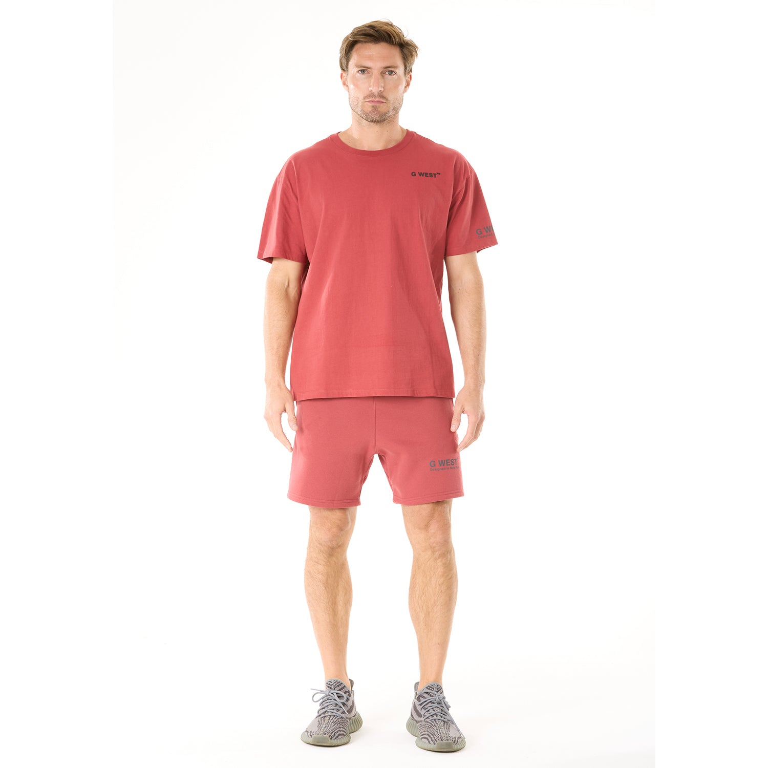 G WEST MENS LIFESTYLE PREMIUM T-SHIRT - BRICK RED