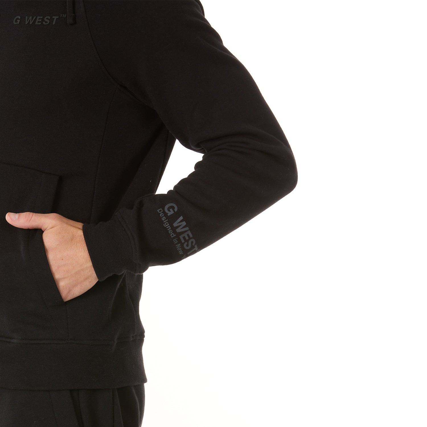 G WEST MENS FLEECE ZIPPER HOODIE - JET BLACK