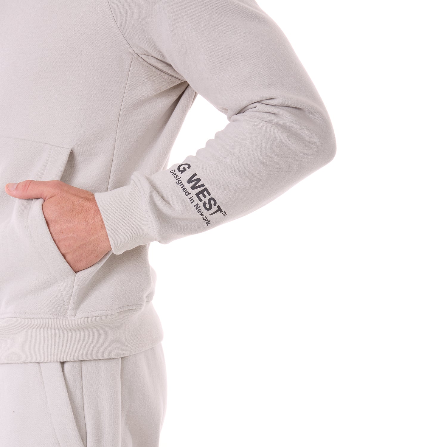 G WEST MENS FLEECE ZIPPER HOODIE - STORMY GRAY