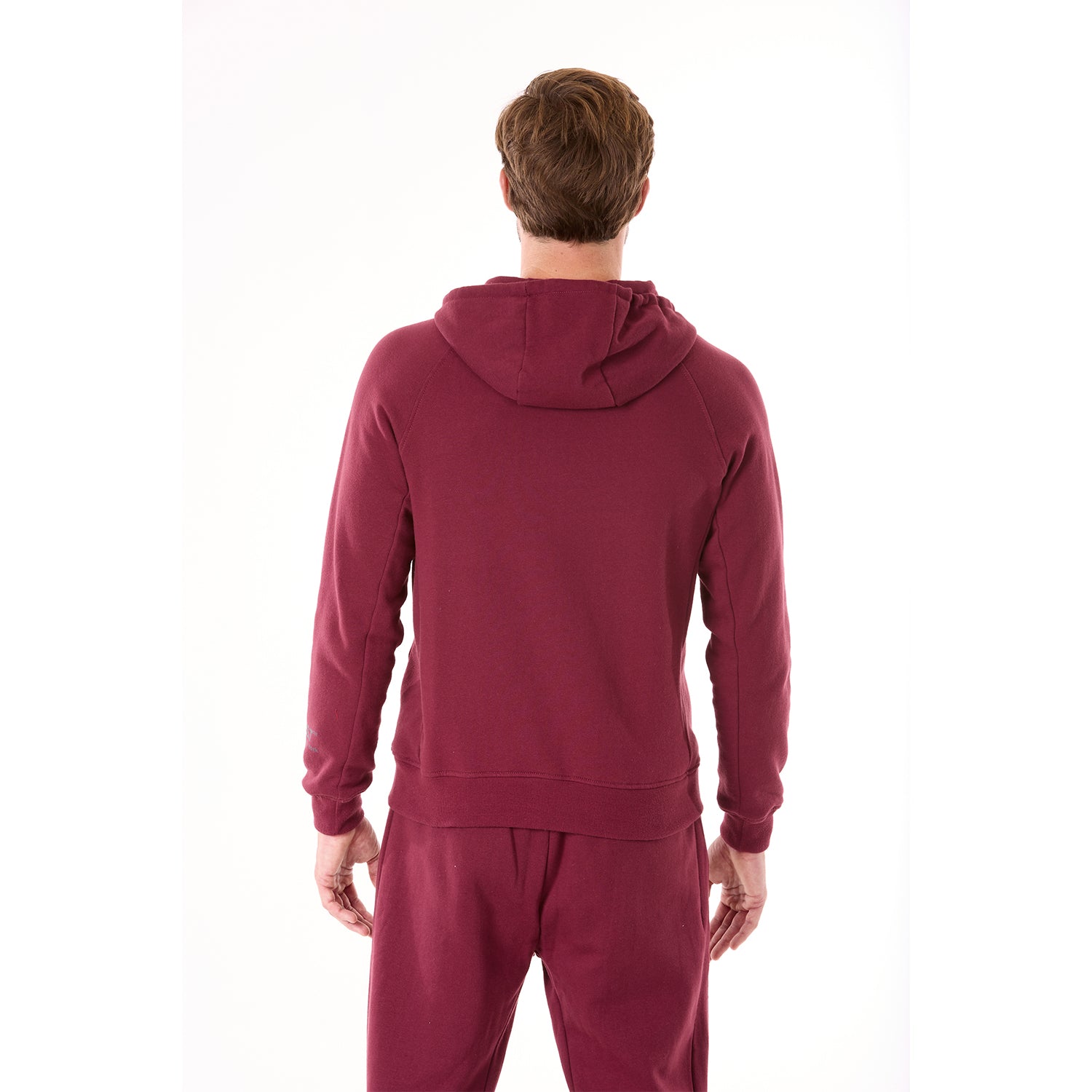 G WEST MENS FLEECE ZIPPER HOODIE - BURGUNDY