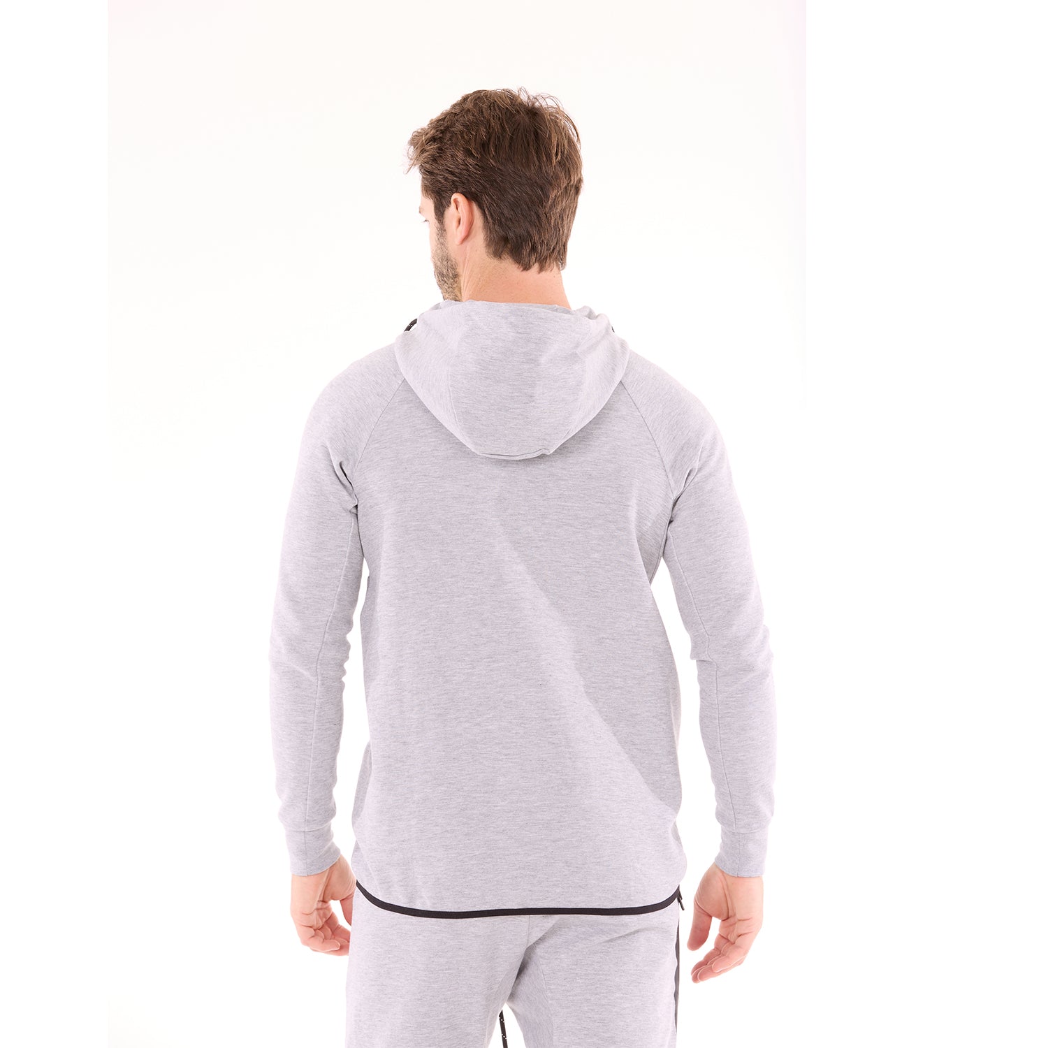 G WEST MENS FLEECE ZIPPER HOODIE - GREY