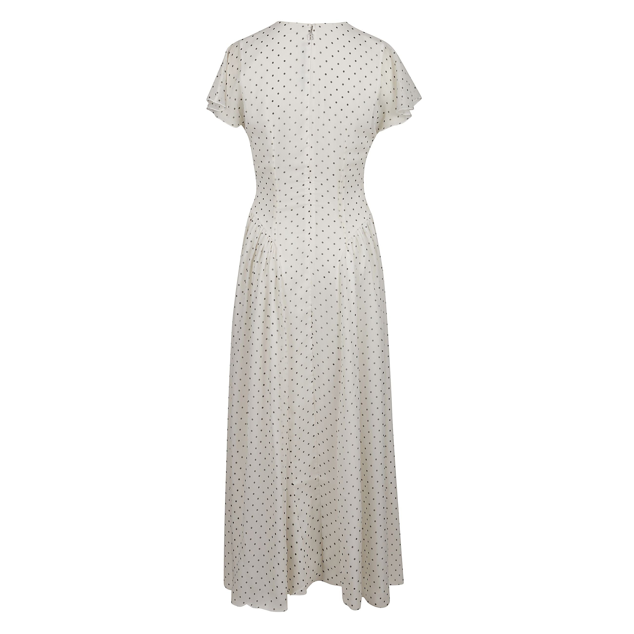 Abito bianco lungo stampato con scollo a v