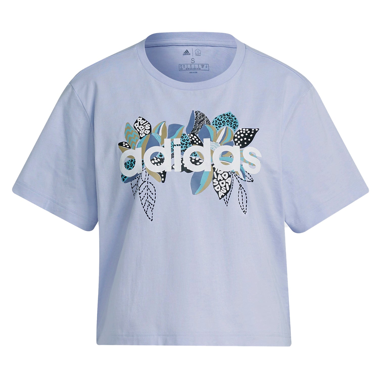 Adidas X Farm Rio Print Boyfriend Cropped Cotton Logo Tee Womens Style : Gs4165