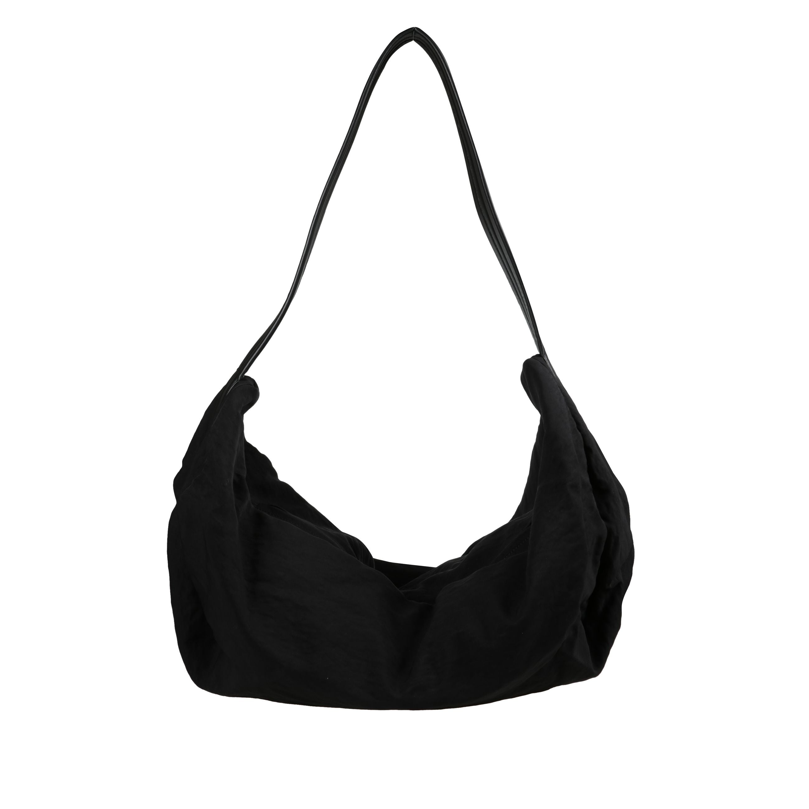 Shell crossbody textured nylon black