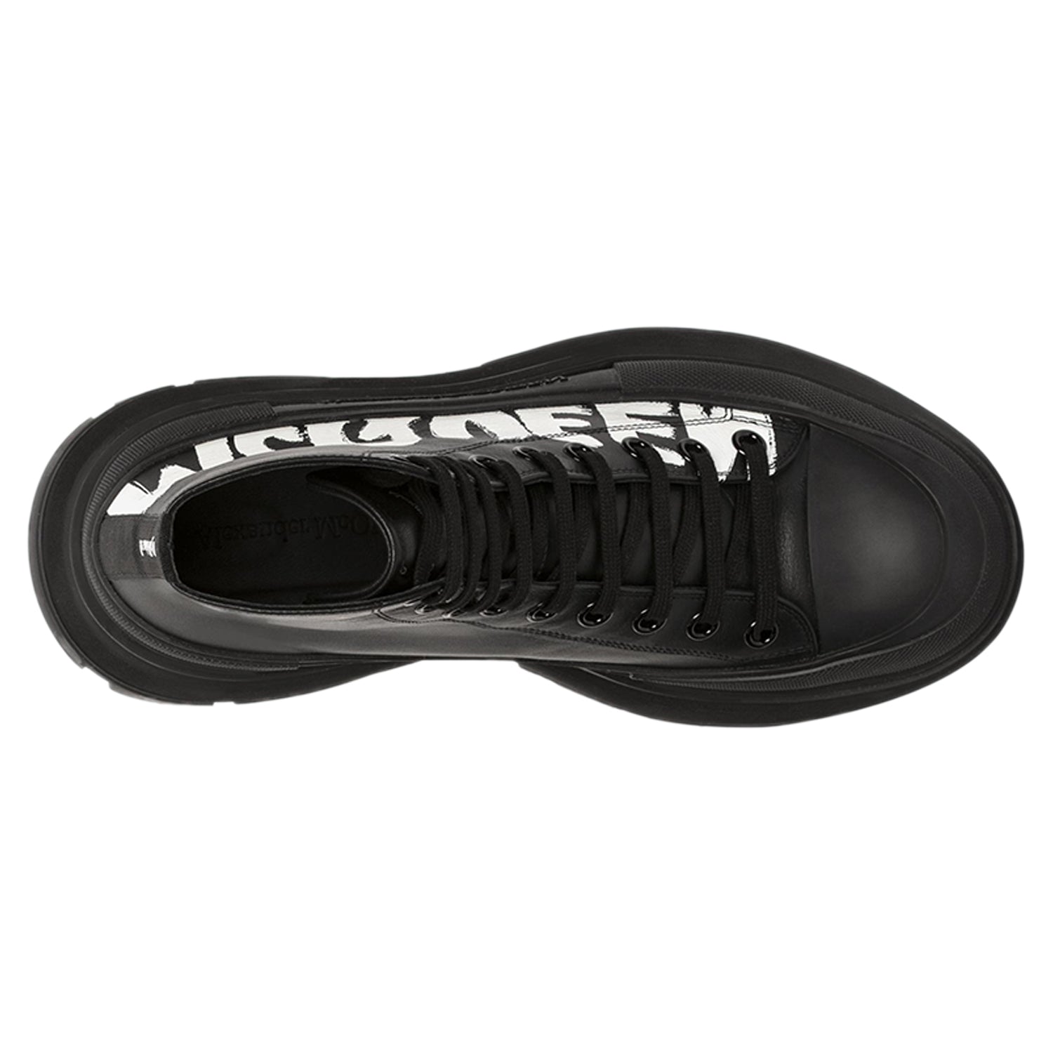 Alexander McQueen Tread Slick Boot Leather Graffiti Black White