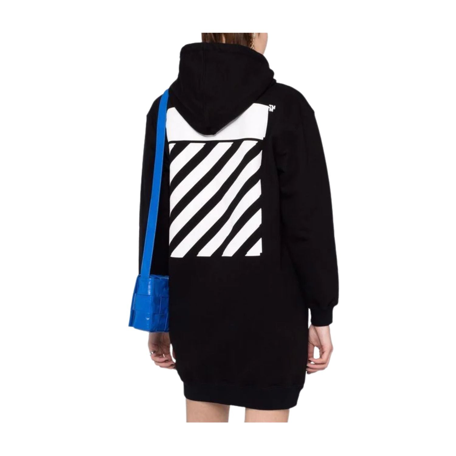 OFF-WHITE Diag Hoodie Sweatshirt Dress Black/White
