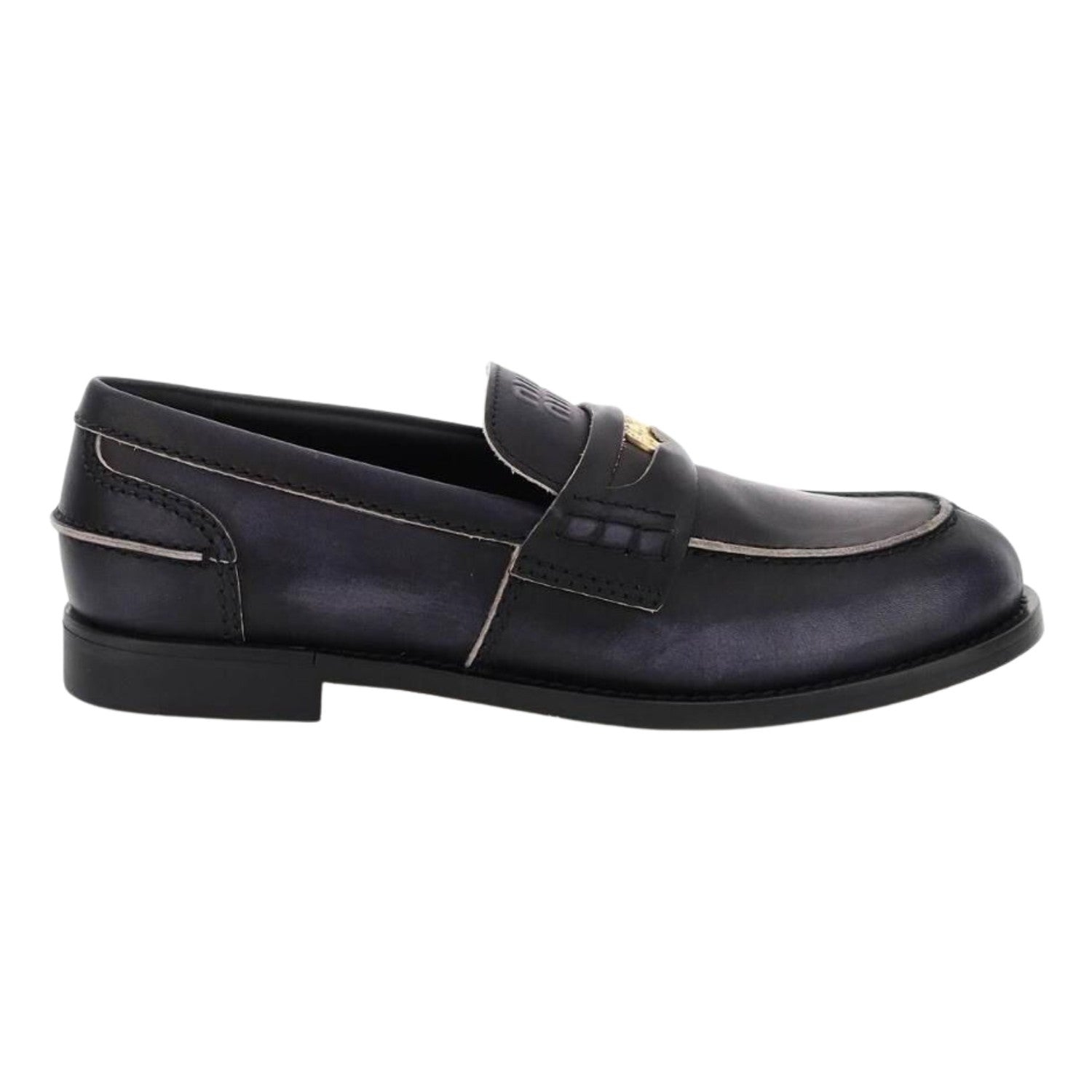 Miu Miu Used-effect Leather Loafers Womens Style : 5d773d_3g48