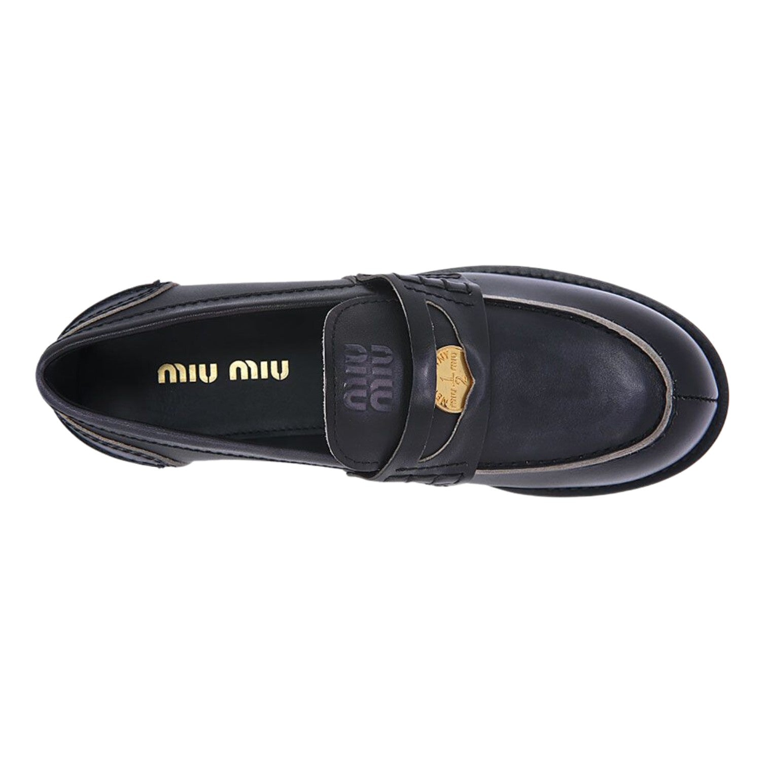 Miu Miu Used-effect Leather Loafers Womens Style : 5d773d_3g48