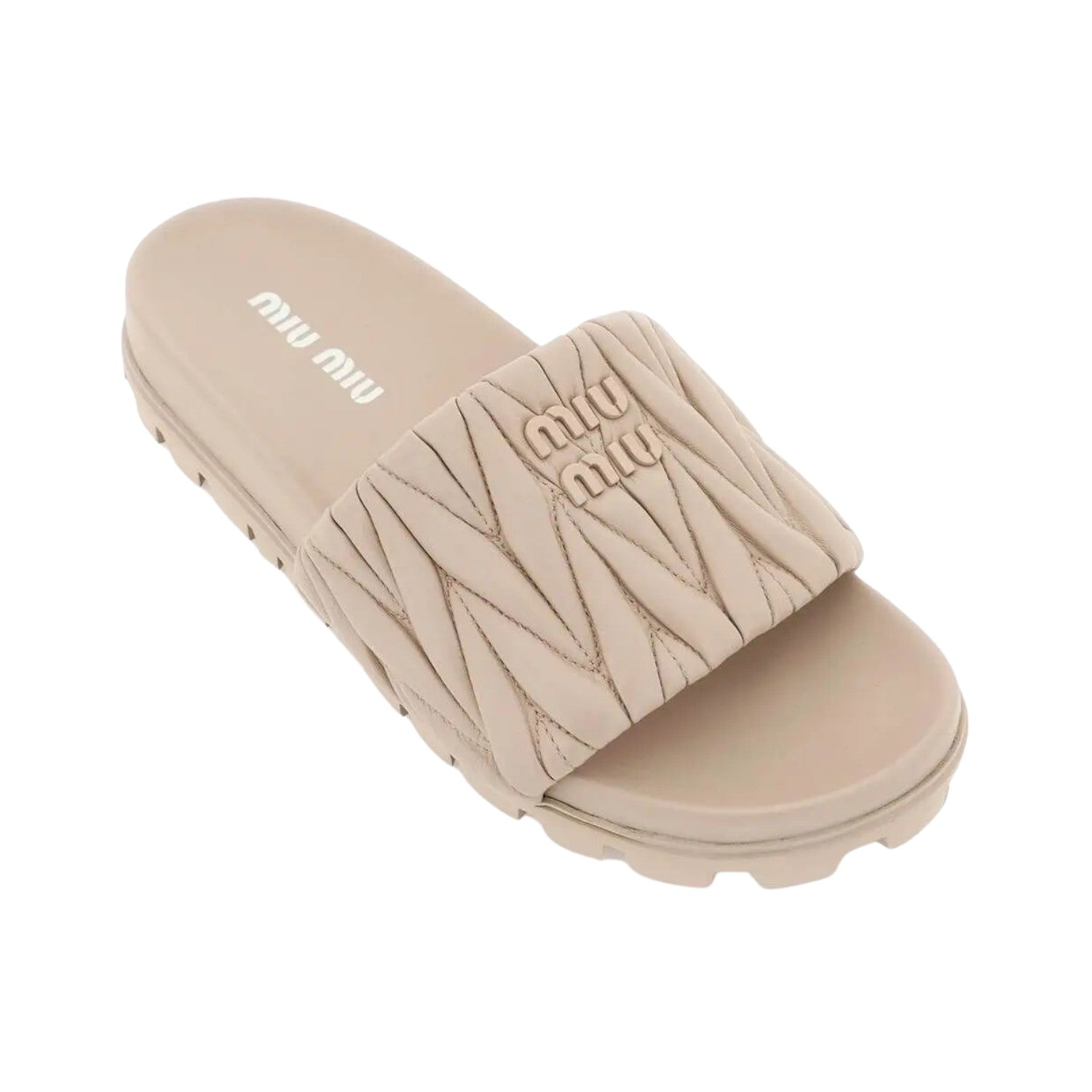 Miu Miu Matelassé Nappa Leather Slides Womens Style : 5xx601_3lm4