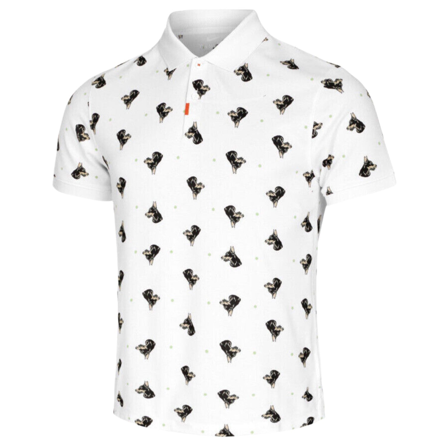 Nike Polo Shirt Dog Pattern All Over Print Slim Fit Dri Fit Mens Style : Dq4577