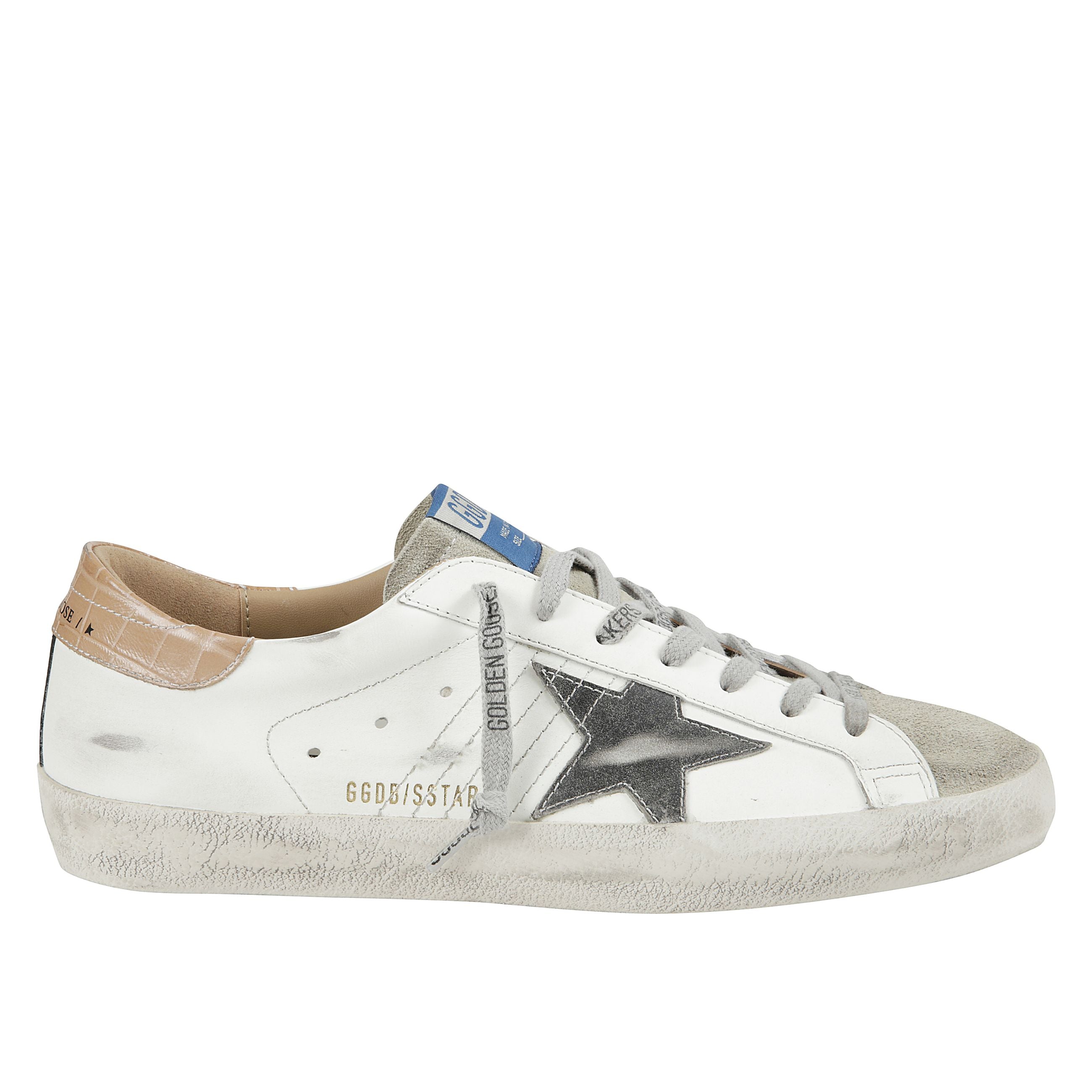 Sneakers super-star con stella nera vintage in pelle