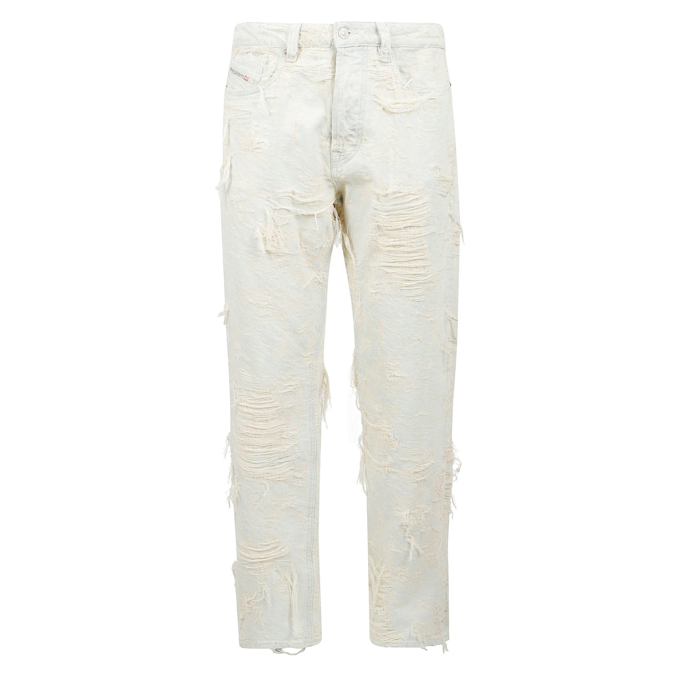 1980 d-eeper-fsg pantaloni in denim distressed con vita media e passanti