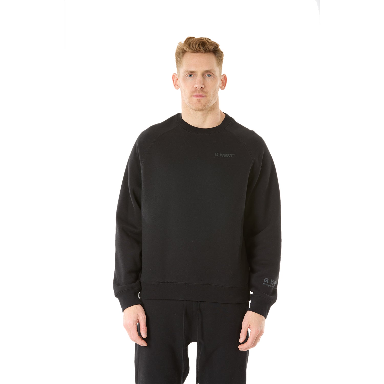 G WEST MENS LIFESTYLE PREMIUM CREW NECK SWEATSHIRT - JET BACK