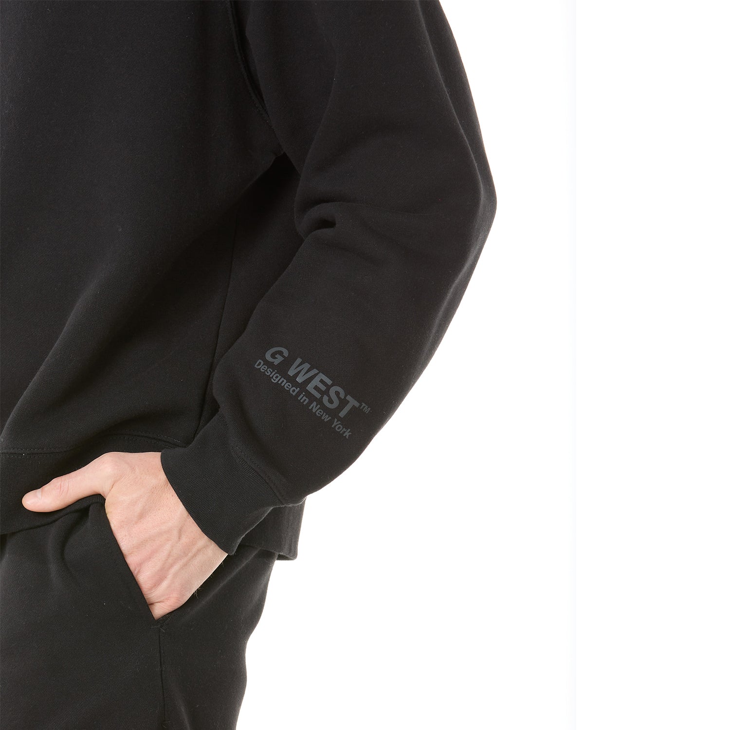 G WEST MENS LIFESTYLE PREMIUM CREW NECK SWEATSHIRT - JET BACK