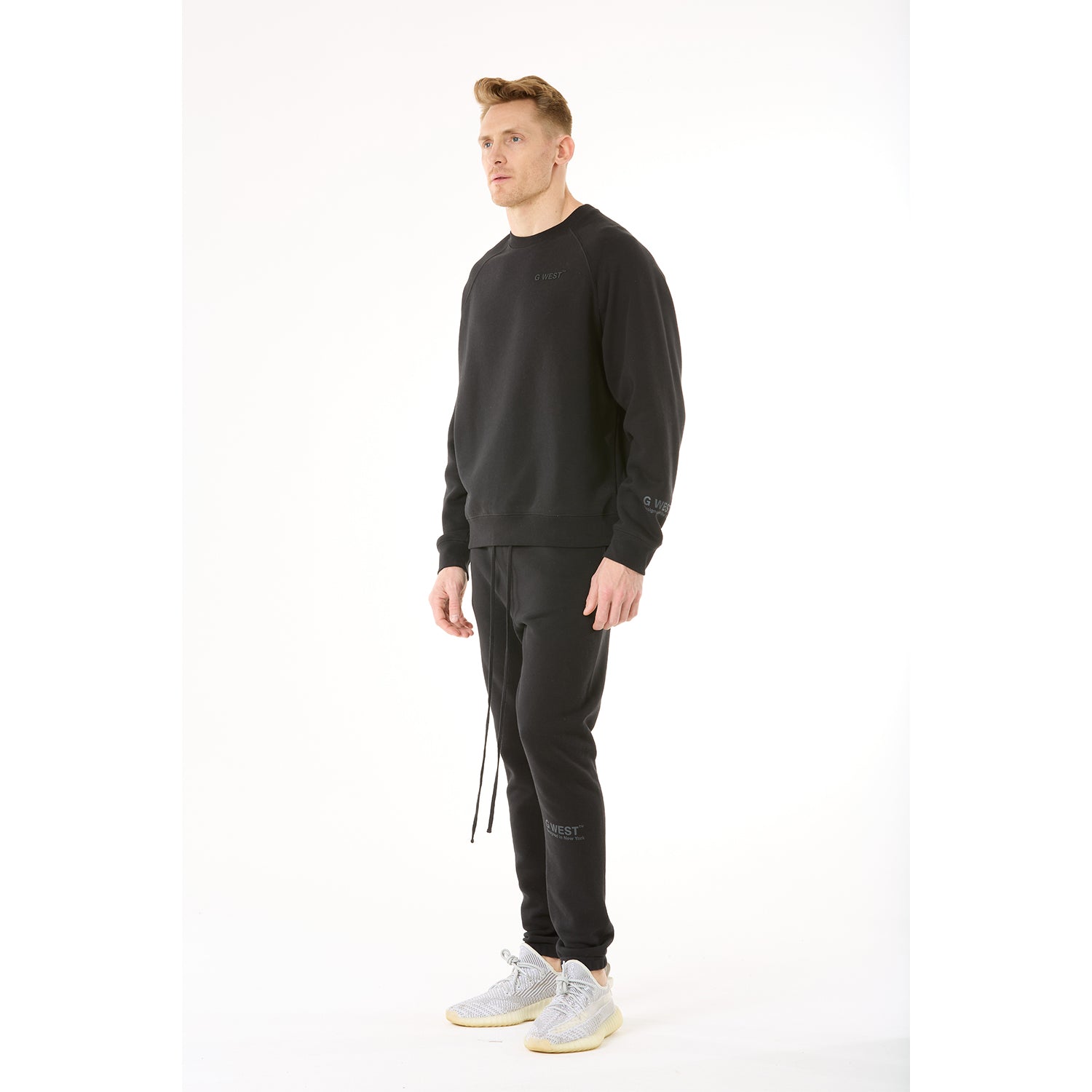 G WEST MENS LIFESTYLE PREMIUM CREW NECK SWEATSHIRT - JET BACK