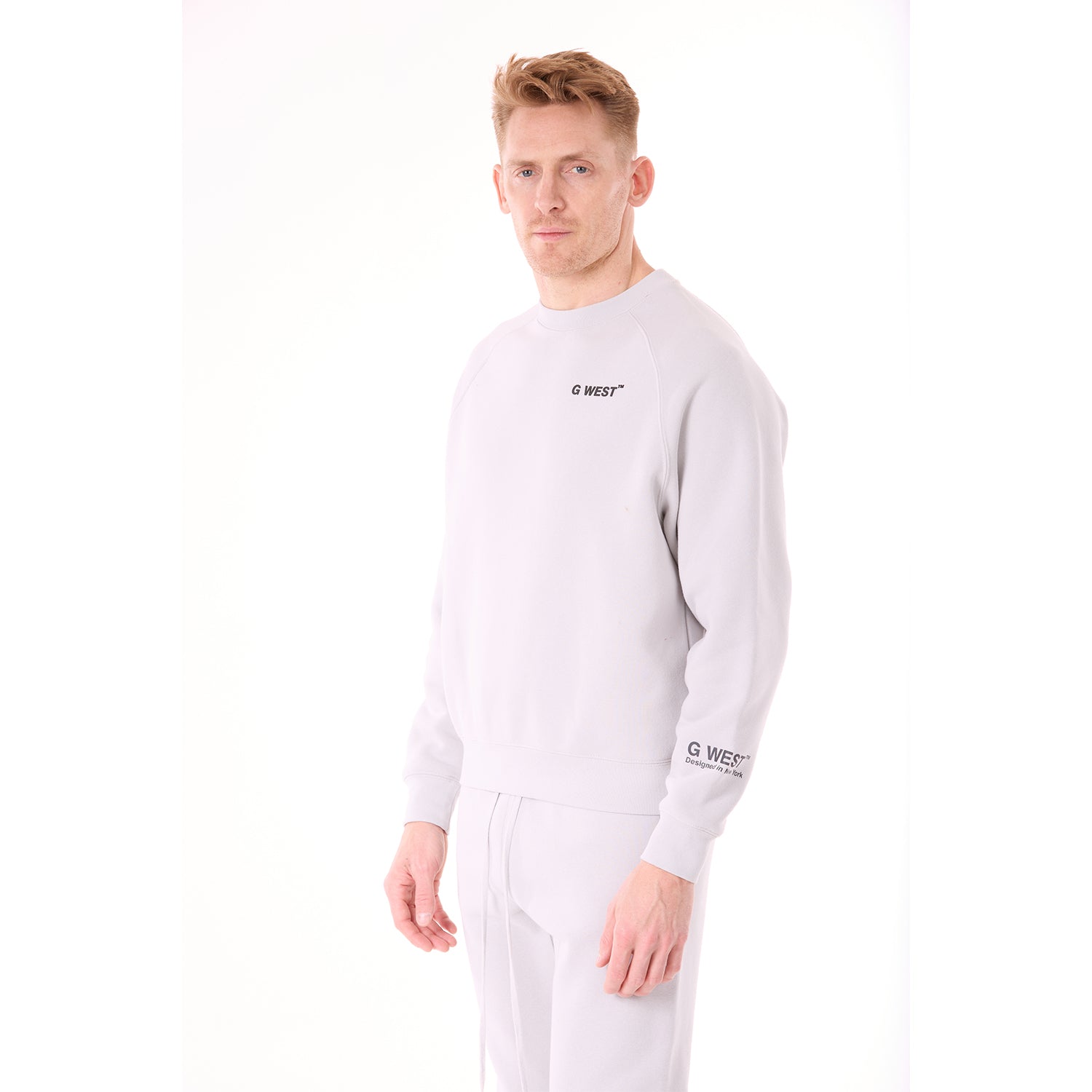 G WEST MENS LIFESTYLE PREMIUM CREW NECK SWEATSHIRT - GRAY VIOLET