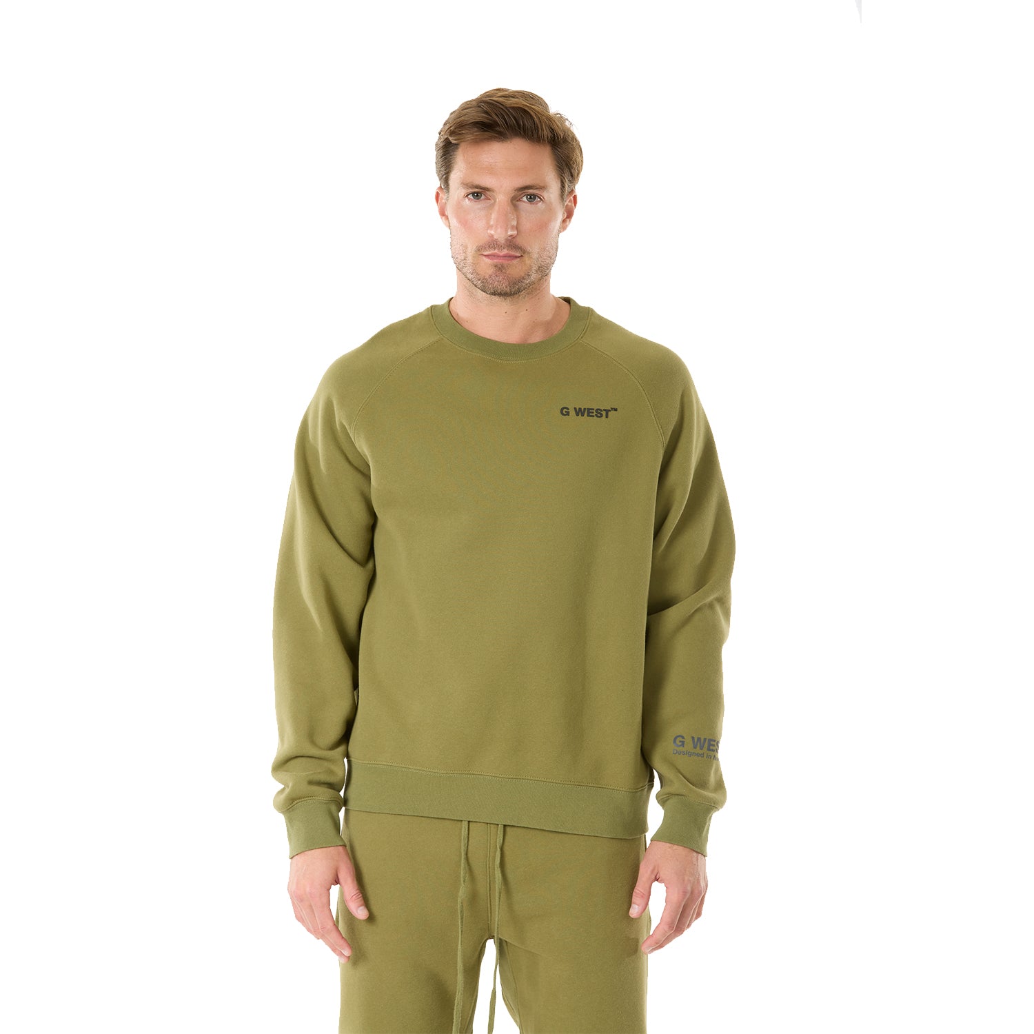 G WEST MENS LIFESTYLE PREMIUM CREW NECK SWEATSHIRT - CAPULET OLIVE