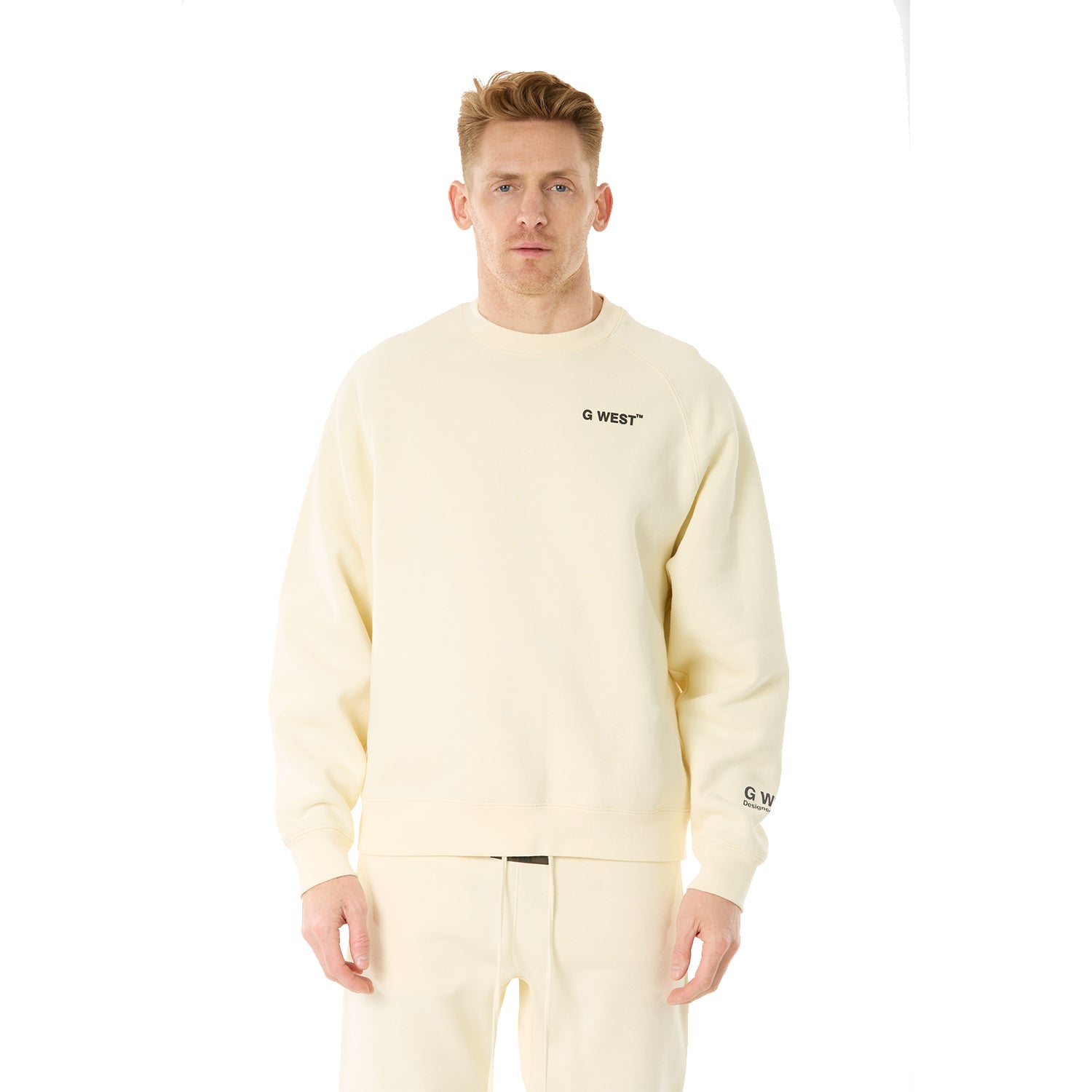 G WEST MENS LIFESTYLE PREMIUM CREW NECK SWEATSHIRT - CLOUD CREAM