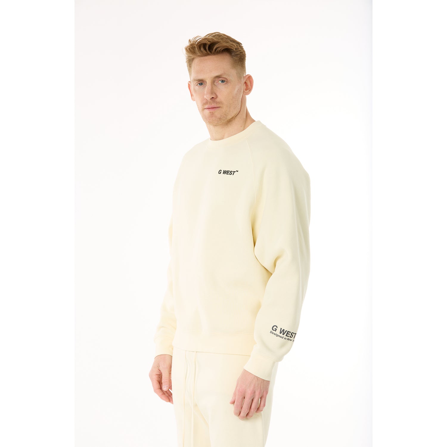 G WEST MENS LIFESTYLE PREMIUM CREW NECK SWEATSHIRT - CLOUD CREAM