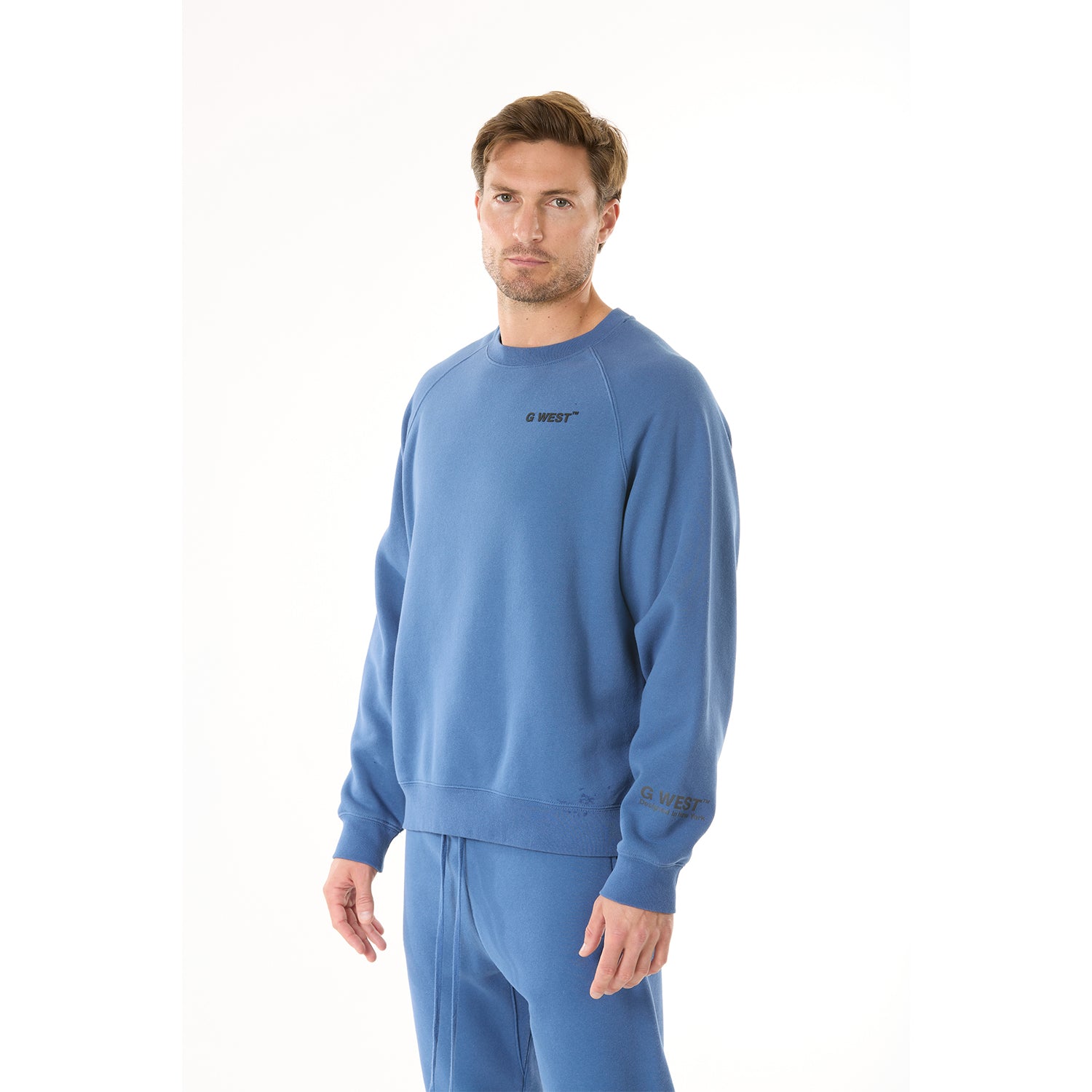 G WEST MENS LIFESTYLE PREMIUM CREW NECK SWEATSHIRT - TRUE NAVY