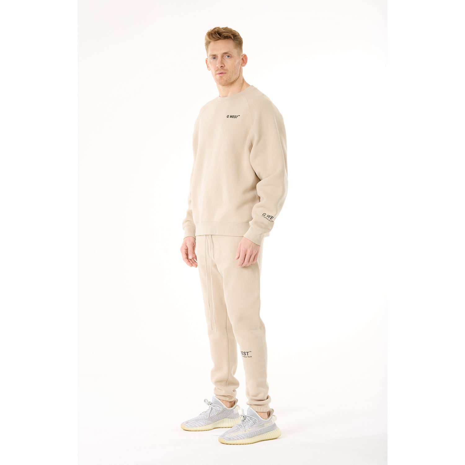 G WEST MENS LIFESTYLE PREMIUM CREW NECK SWEATSHIRT - OXFORD TAN