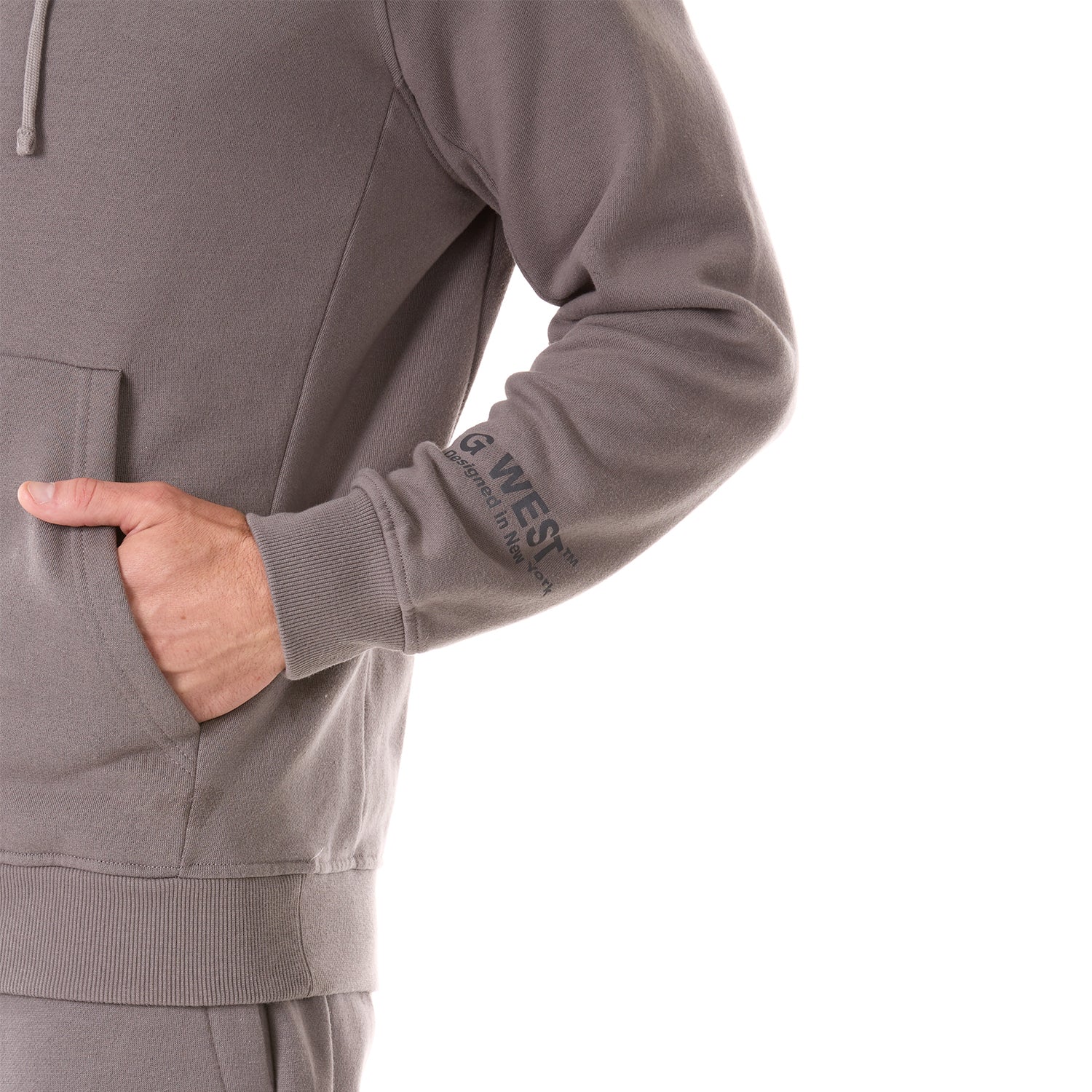 G WEST MENS FLEECE PULLOVER HOODIE - CHARCOAL GREY