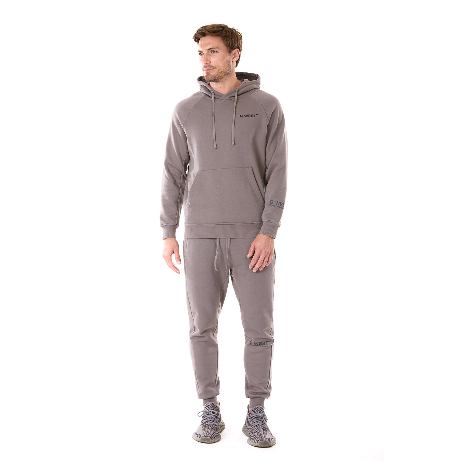 G WEST MENS FLEECE PULLOVER HOODIE - CHARCOAL GREY