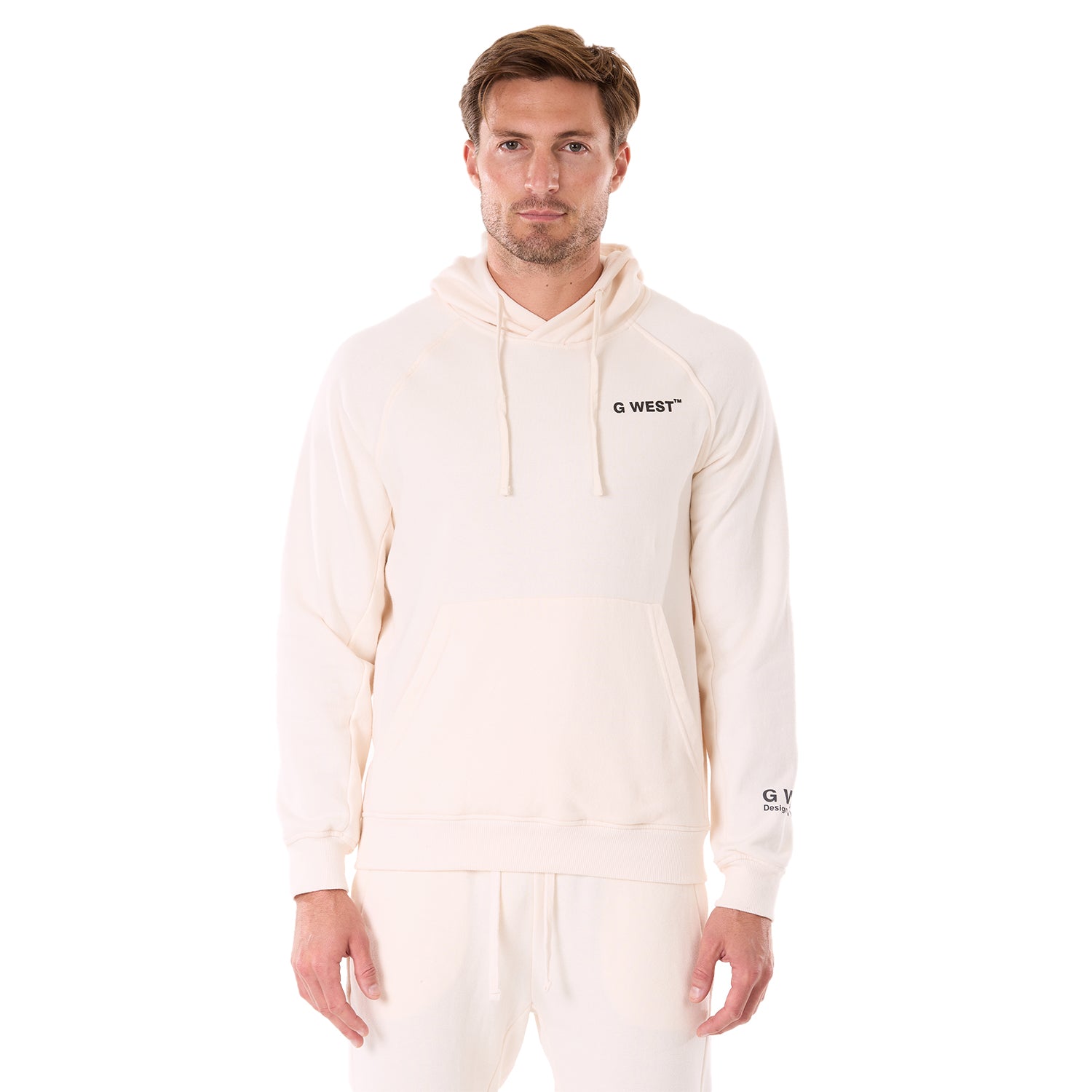 G WEST MENS FLEECE PULLOVER HOODIE - WHISPER WHITE